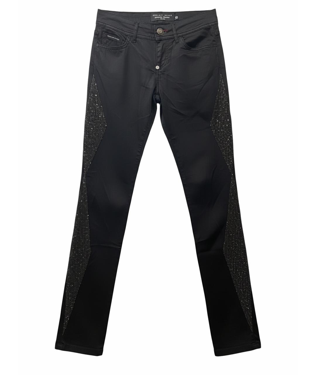 PHILIPP PLEIN Черные хлопко-эластановые прямые джинсы, фото 1