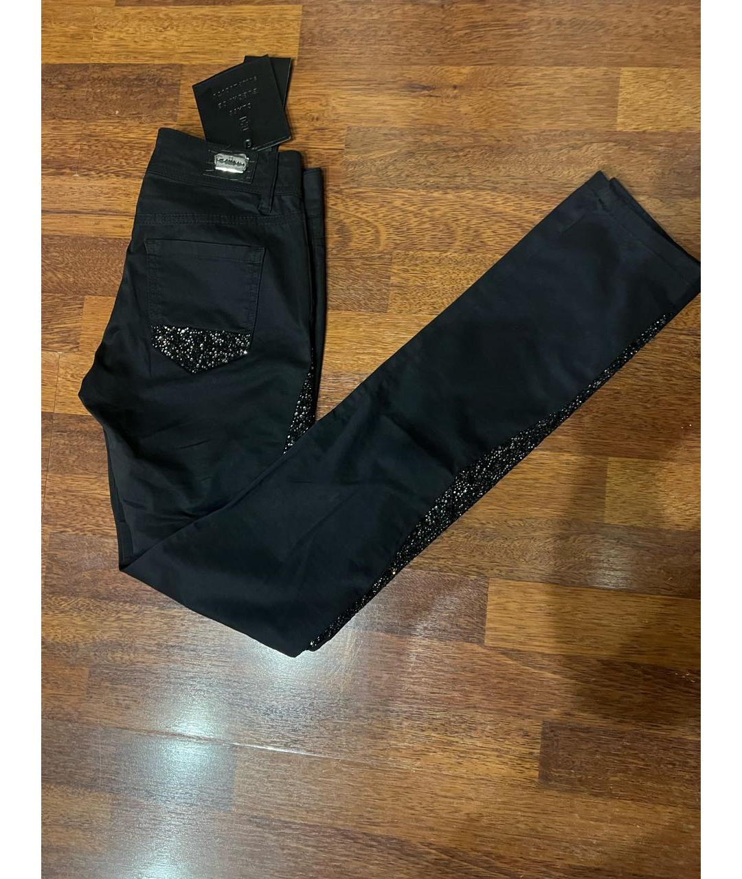 PHILIPP PLEIN Черные хлопко-эластановые прямые джинсы, фото 3