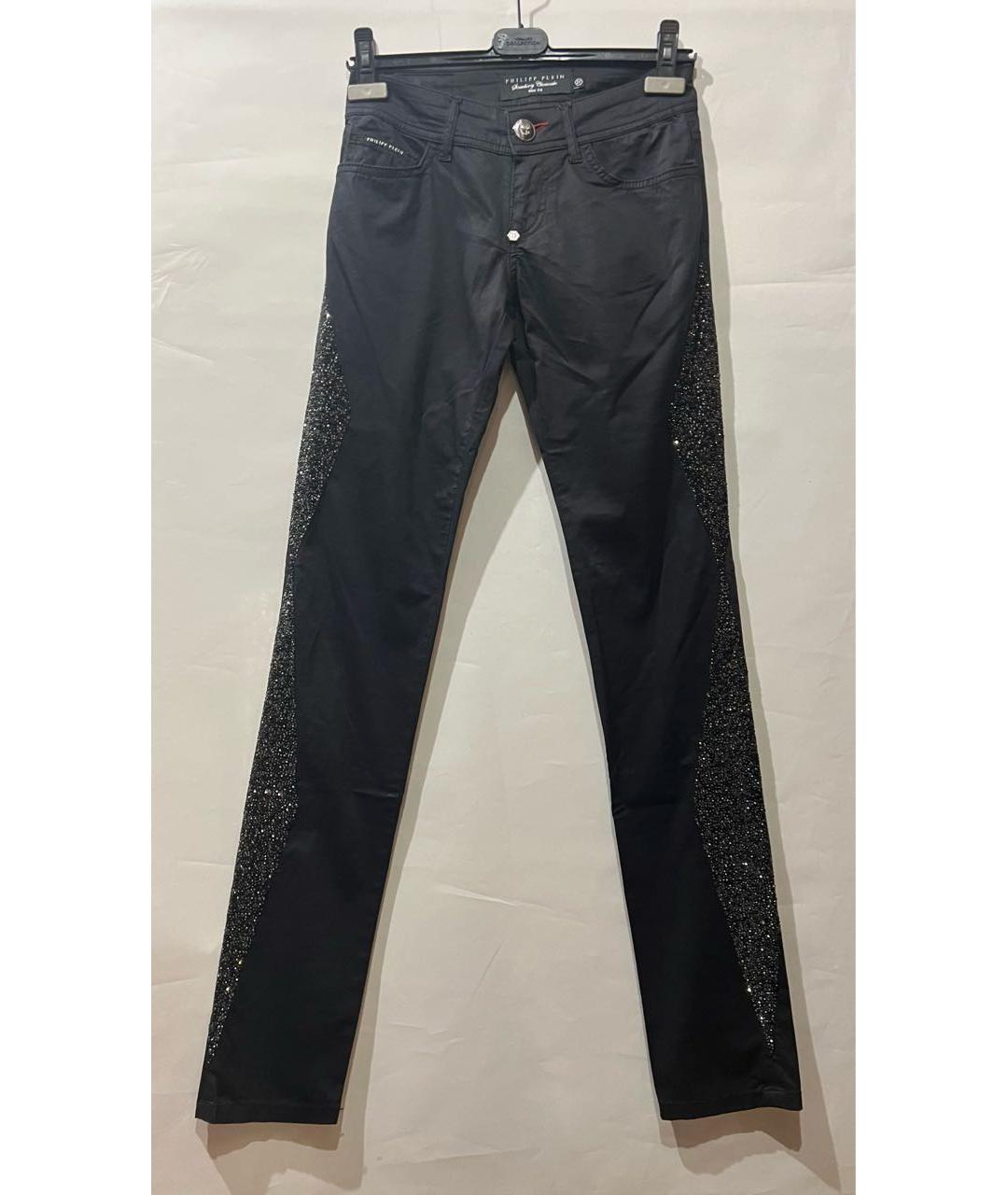 PHILIPP PLEIN Черные хлопко-эластановые прямые джинсы, фото 6