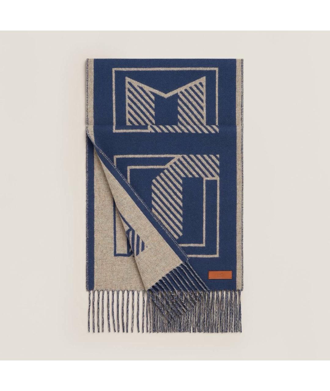 HERMES Синий кашемировый шарф, фото 5