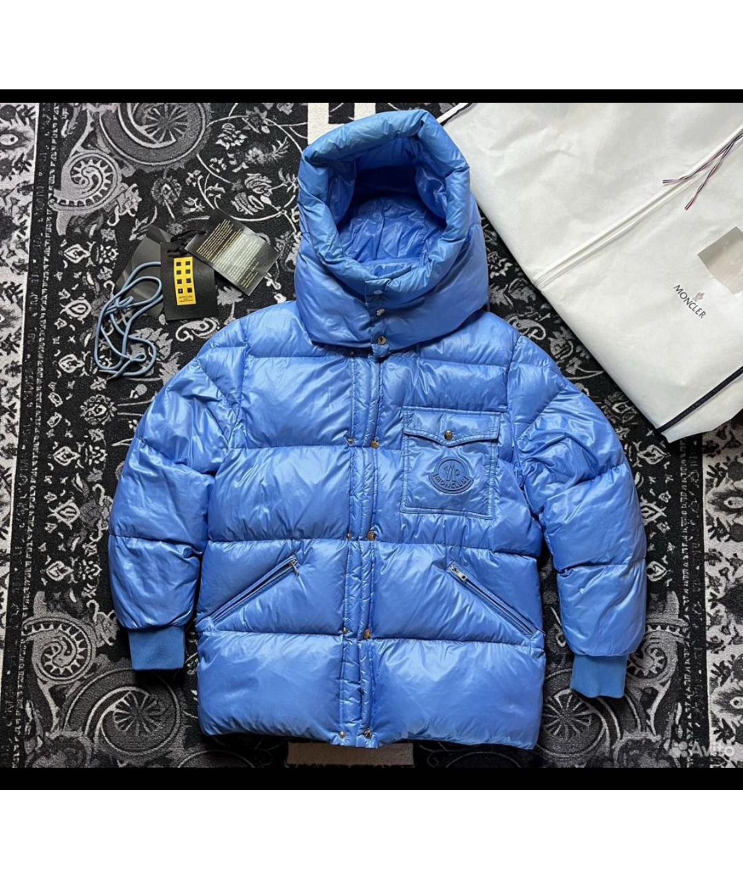 MONCLER Голубой пуховик, фото 5