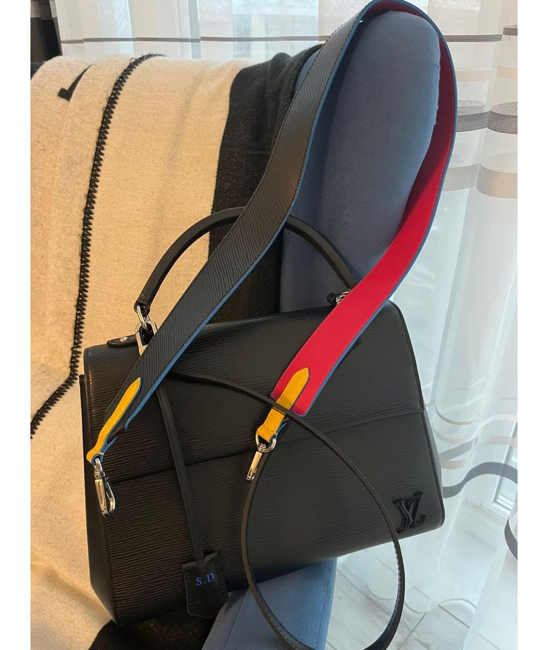 LOUIS VUITTON Черная кожаная сумка тоут, фото 5