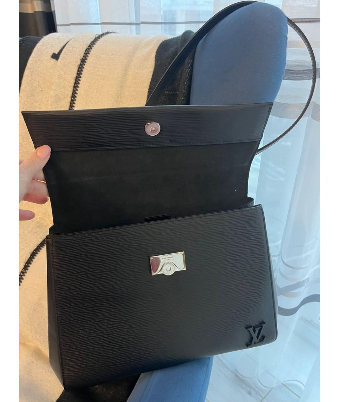 LOUIS VUITTON Черная кожаная сумка тоут, фото 3