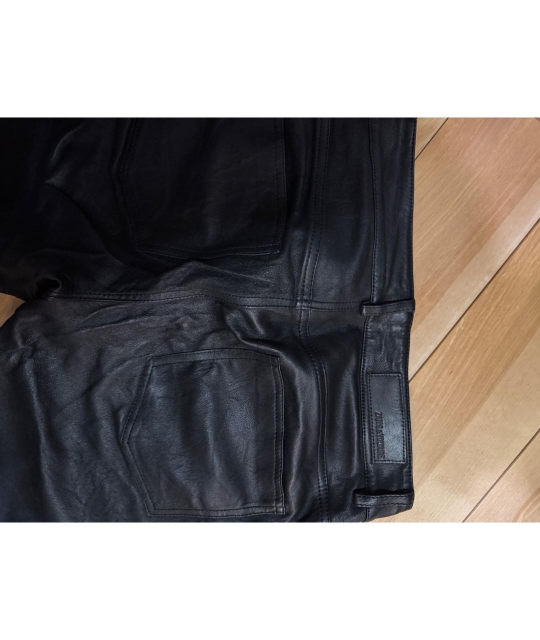 ZADIG & VOLTAIRE Черные кожаные брюки узкие, фото 4