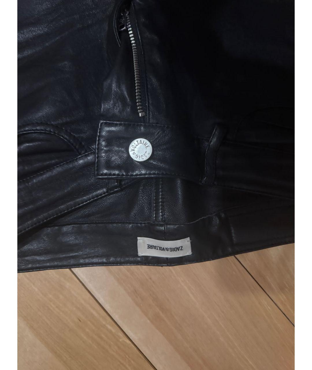 ZADIG & VOLTAIRE Черные кожаные брюки узкие, фото 3