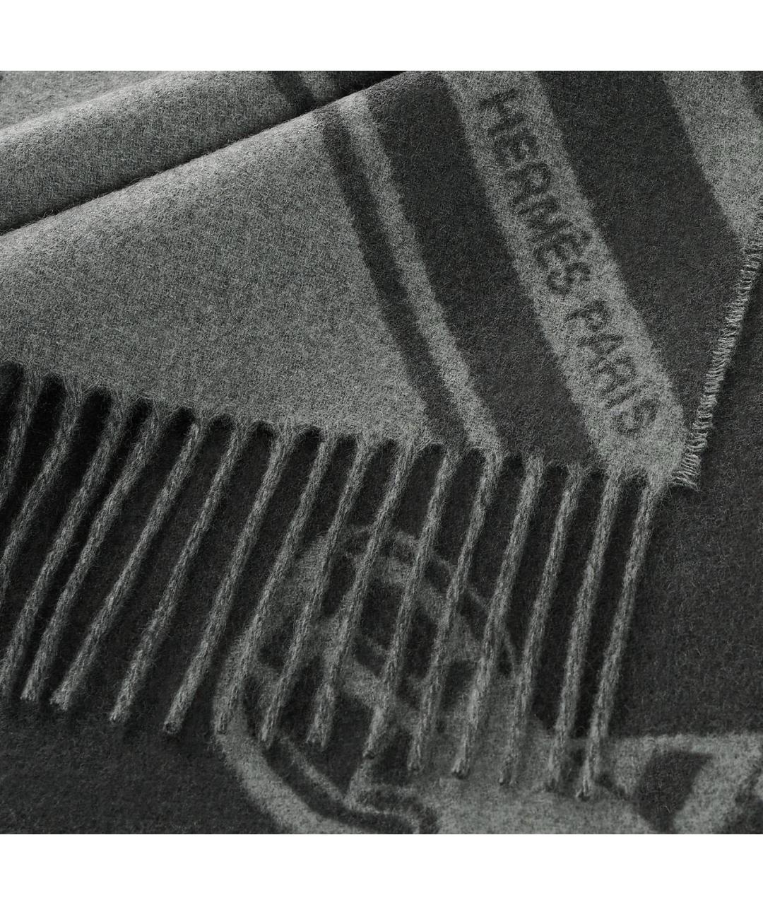 HERMES Антрацитовый кашемировый шарф, фото 2