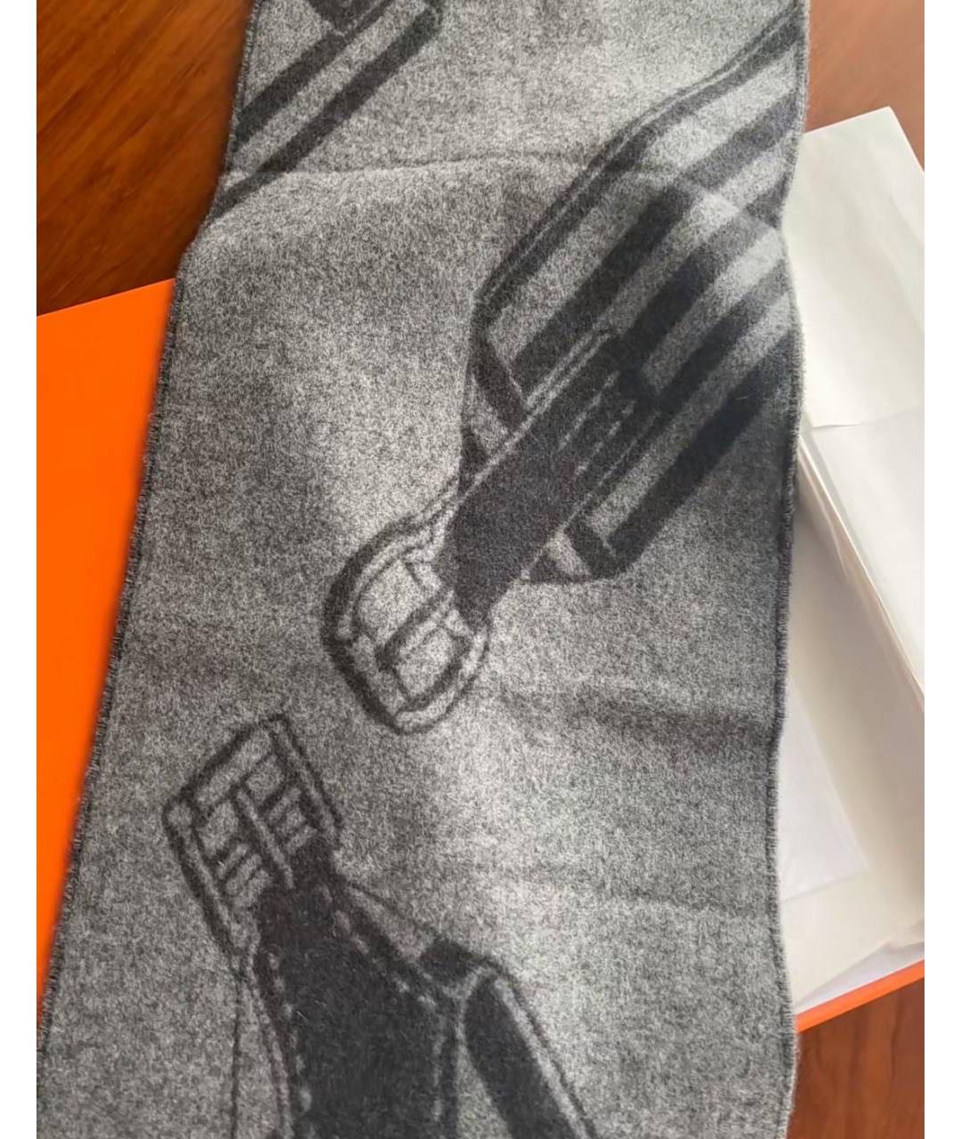 HERMES Антрацитовый кашемировый шарф, фото 4