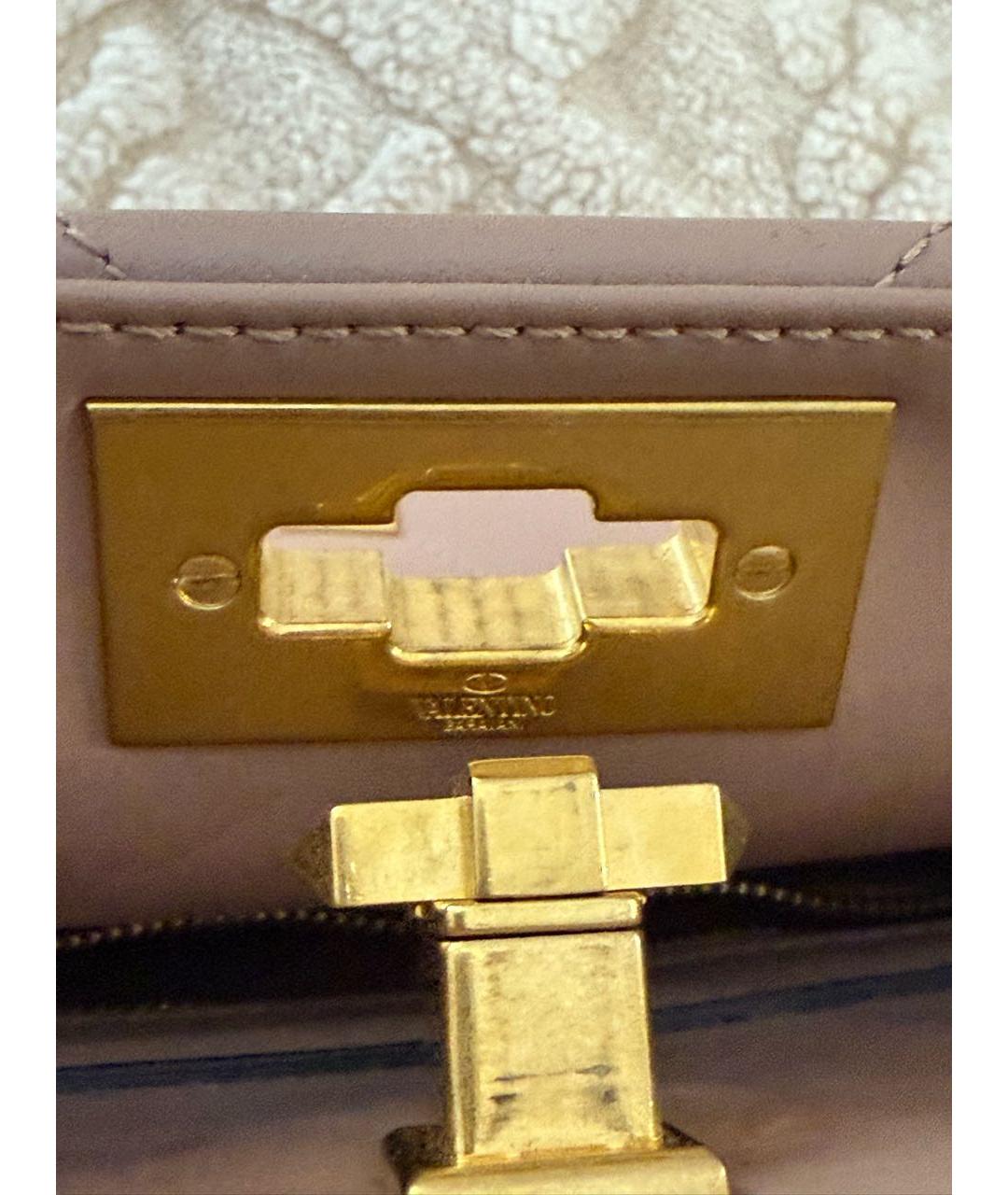 VALENTINO Бежевая кожаная сумка с короткими ручками, фото 4