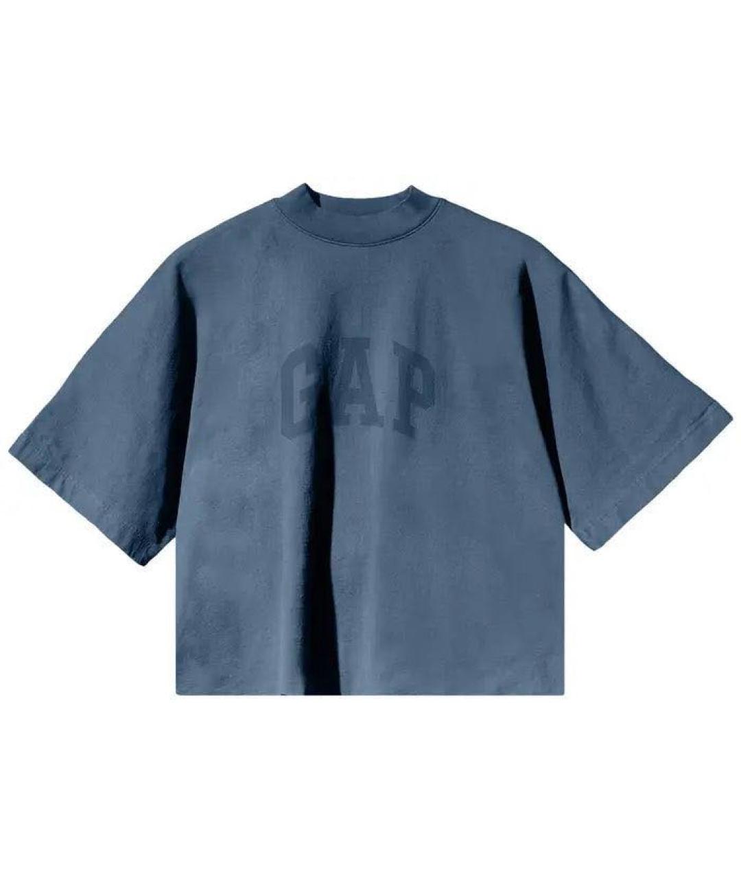 YEEZY Синяя хлопковая футболка, фото 1