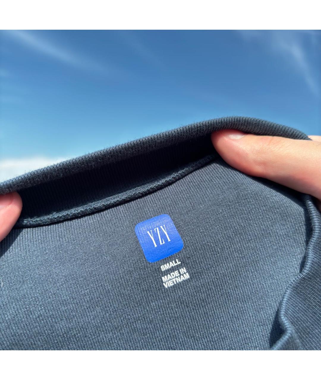 YEEZY Синяя хлопковая футболка, фото 7