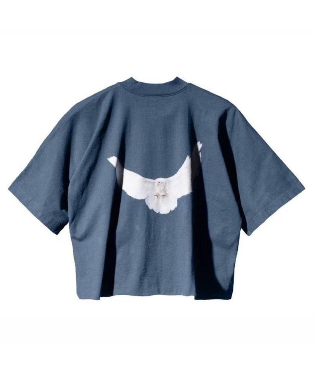 YEEZY Синяя хлопковая футболка, фото 2