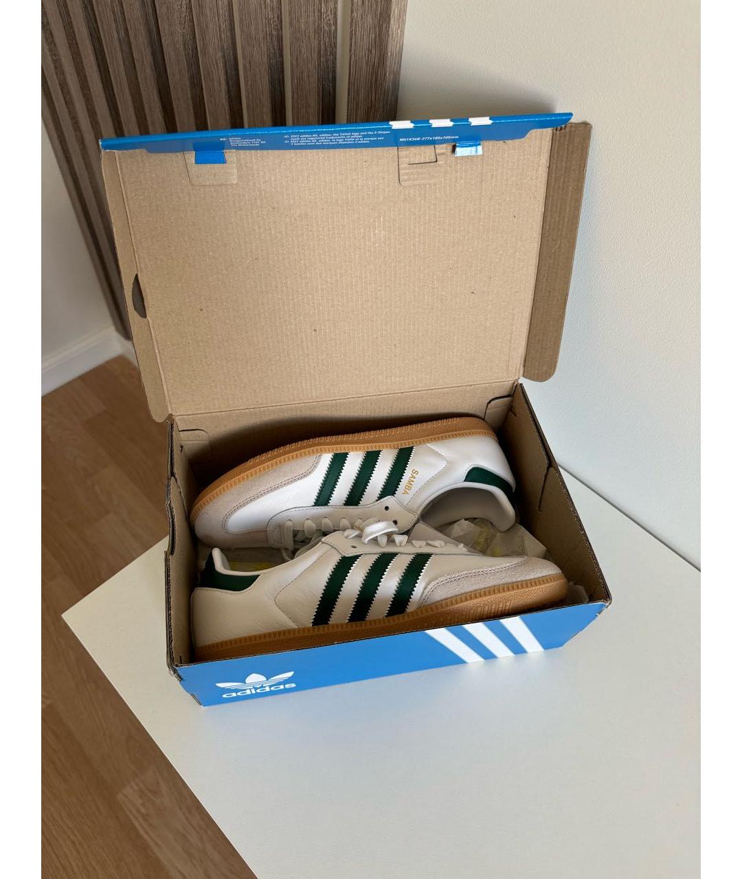 ADIDAS Зеленые кожаные кроссовки, фото 4