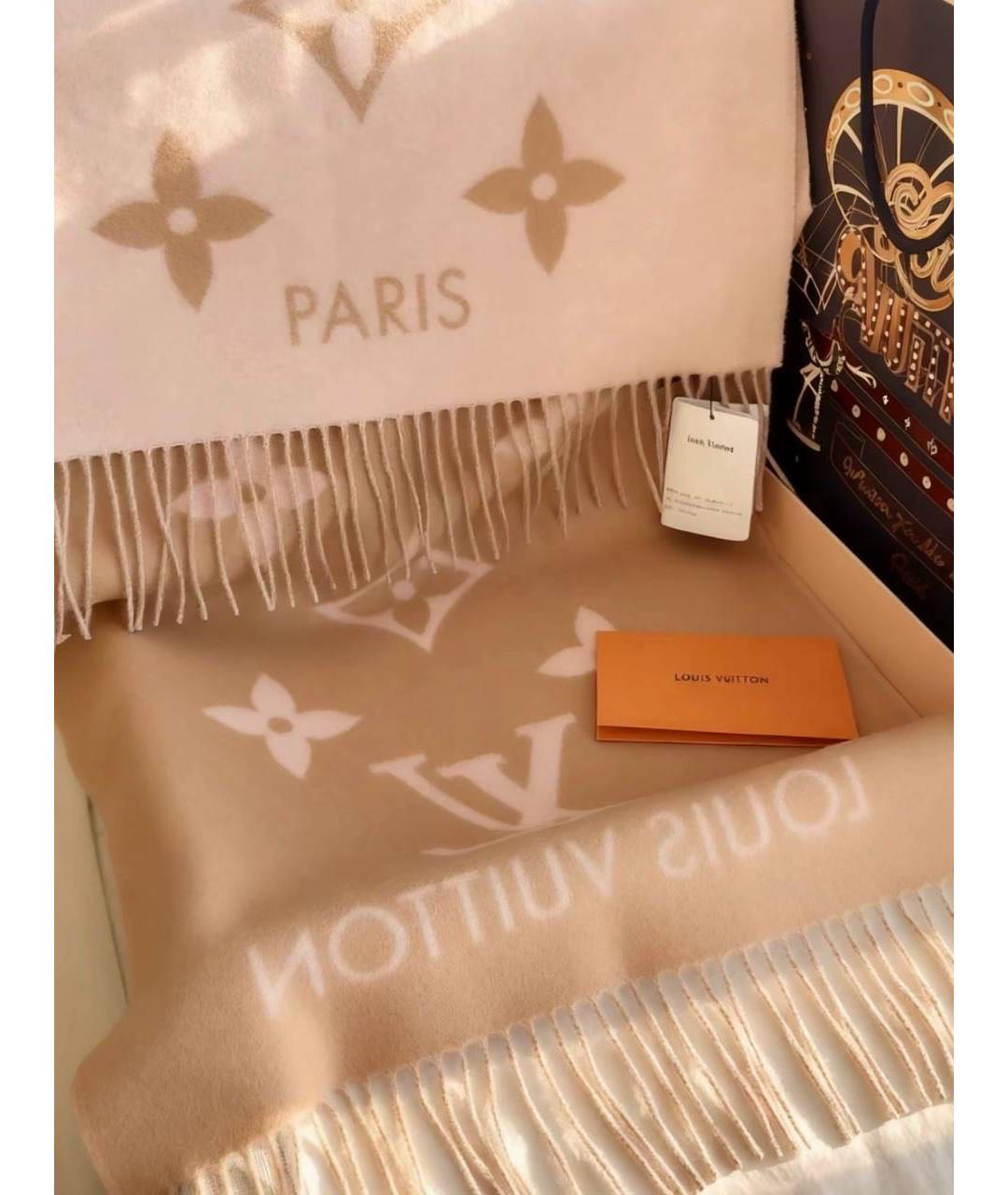 LOUIS VUITTON Розовый кашемировый шарф, фото 4