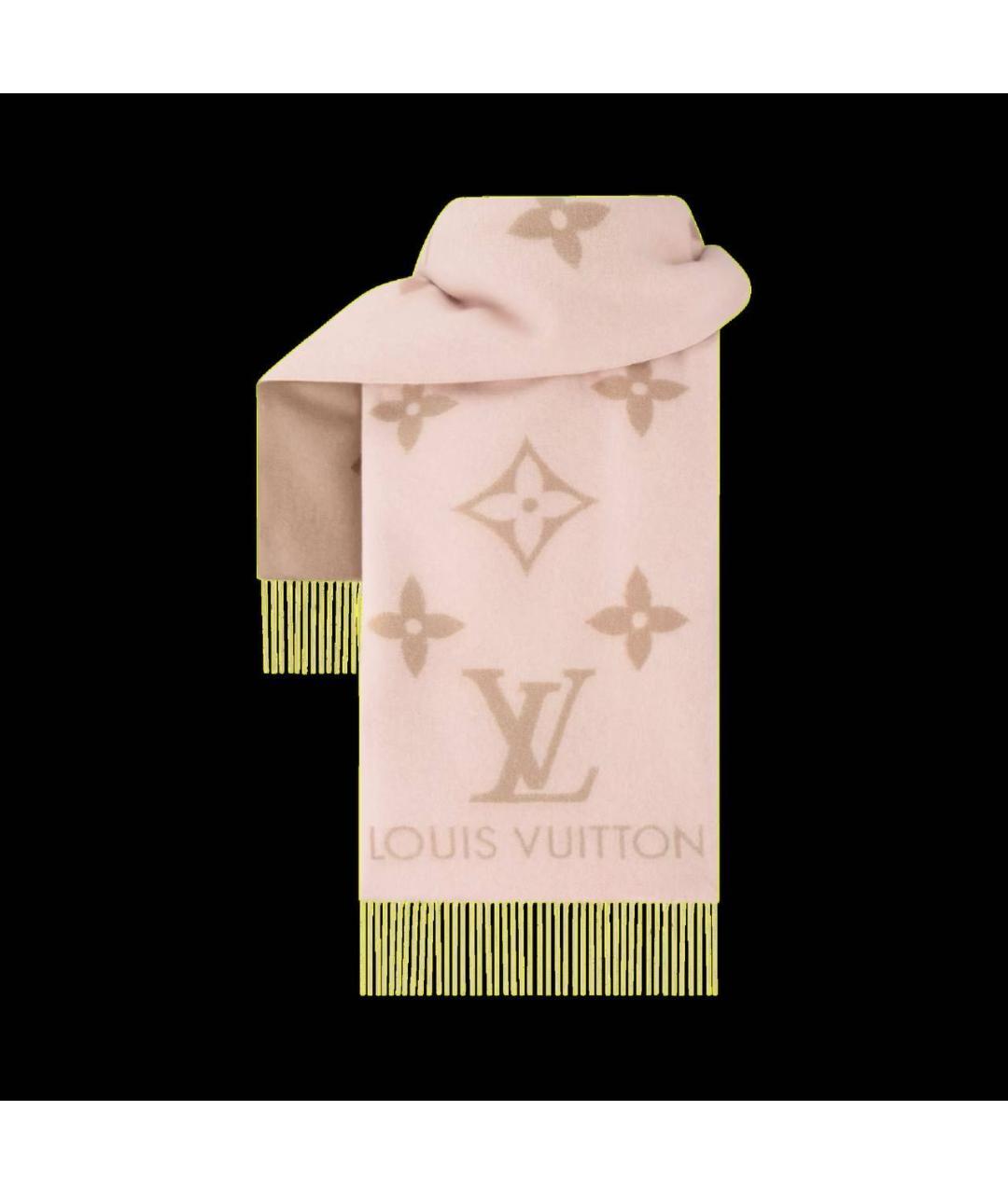 LOUIS VUITTON Розовый кашемировый шарф, фото 2