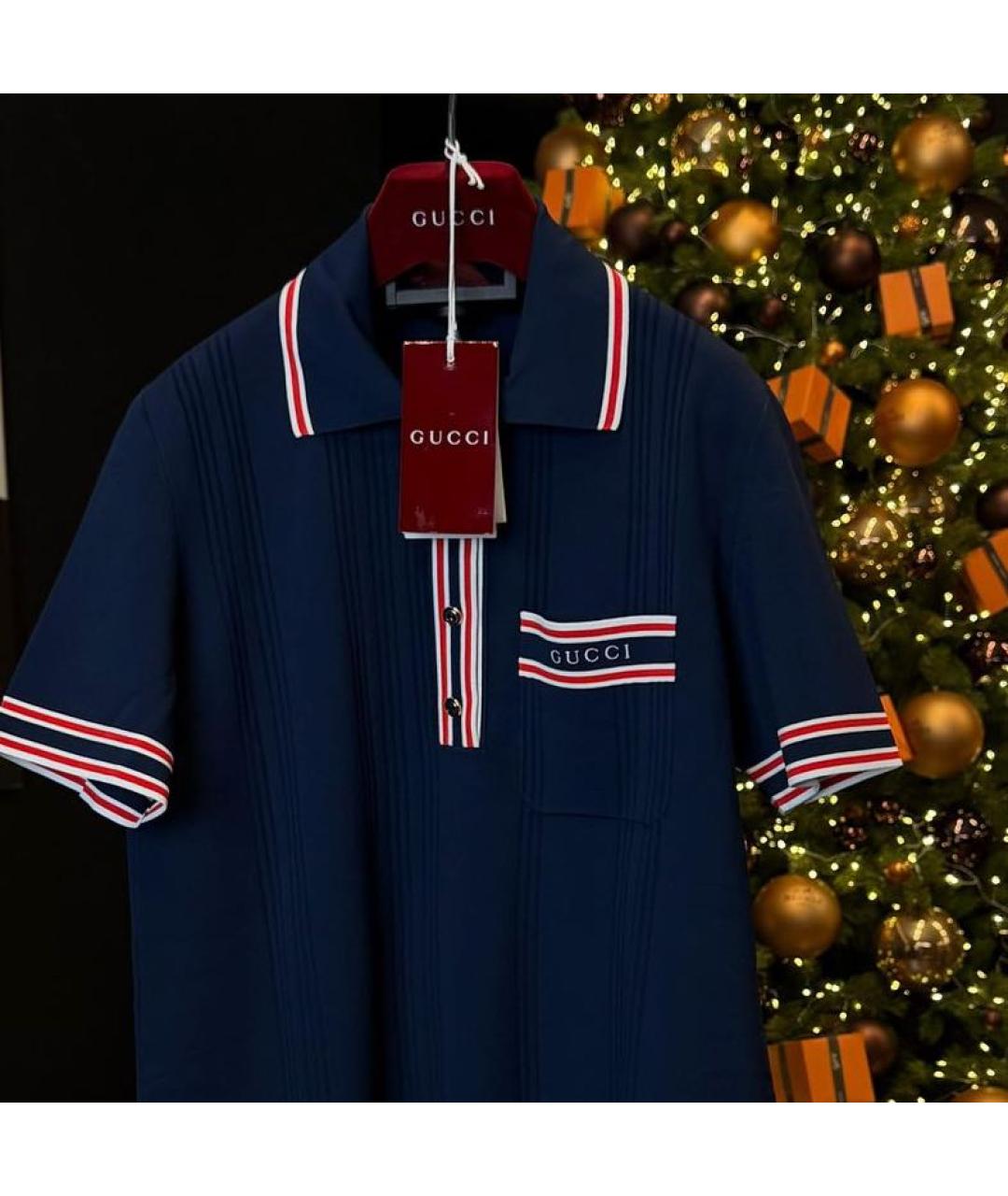 GUCCI Темно-синее вискозное повседневное платье, фото 3