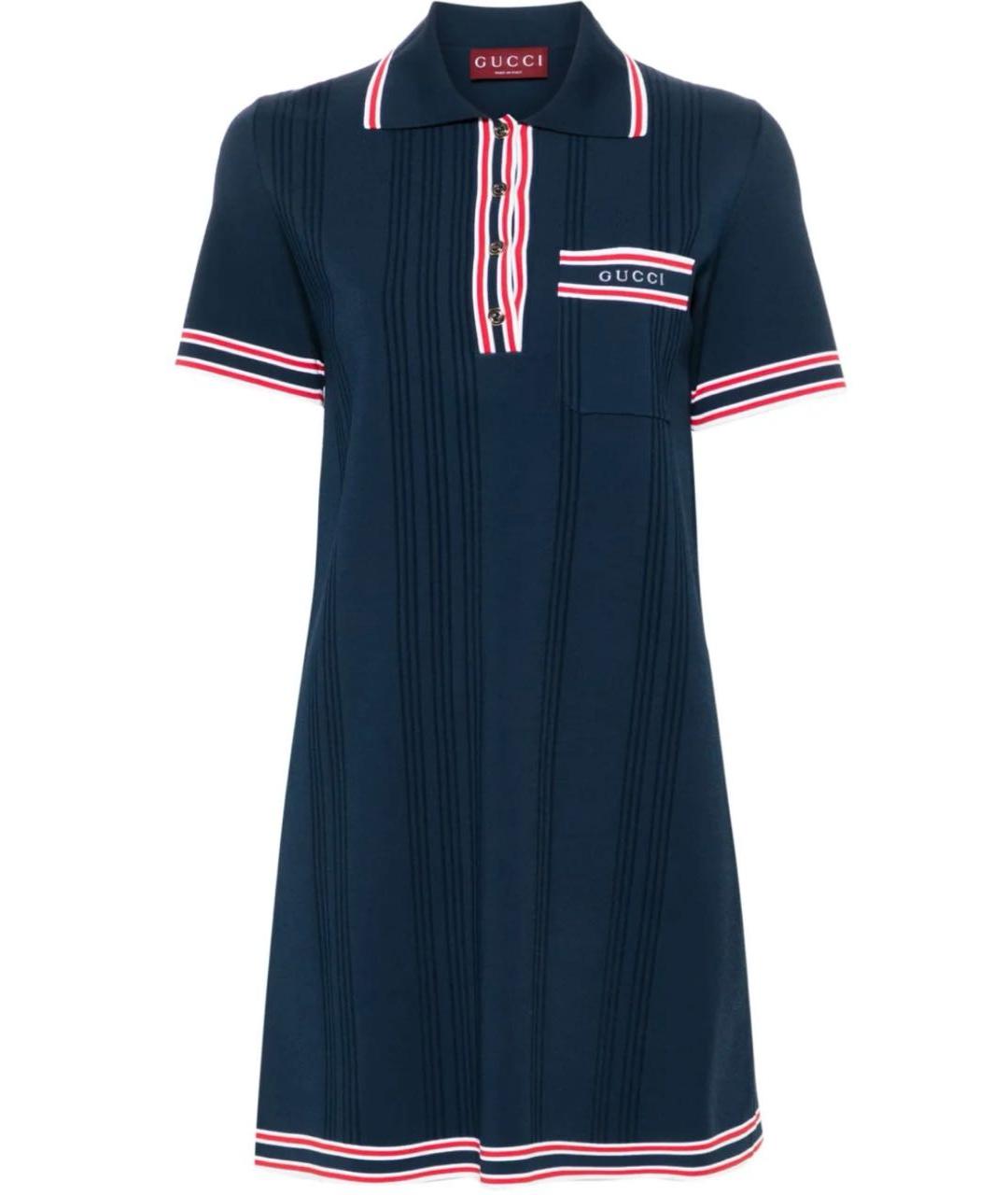 GUCCI Темно-синее вискозное повседневное платье, фото 1