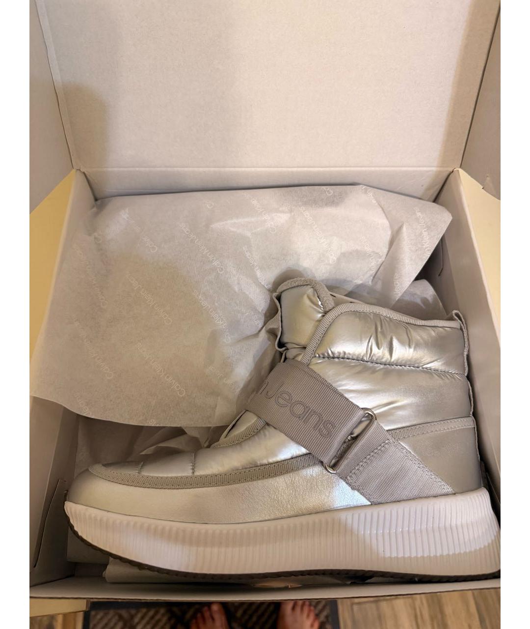 CALVIN KLEIN Серебряные текстильные ботинки, фото 6