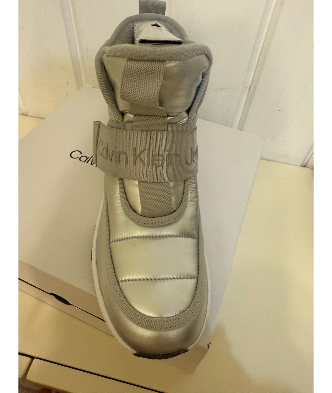 CALVIN KLEIN Серебряные текстильные ботинки, фото 2