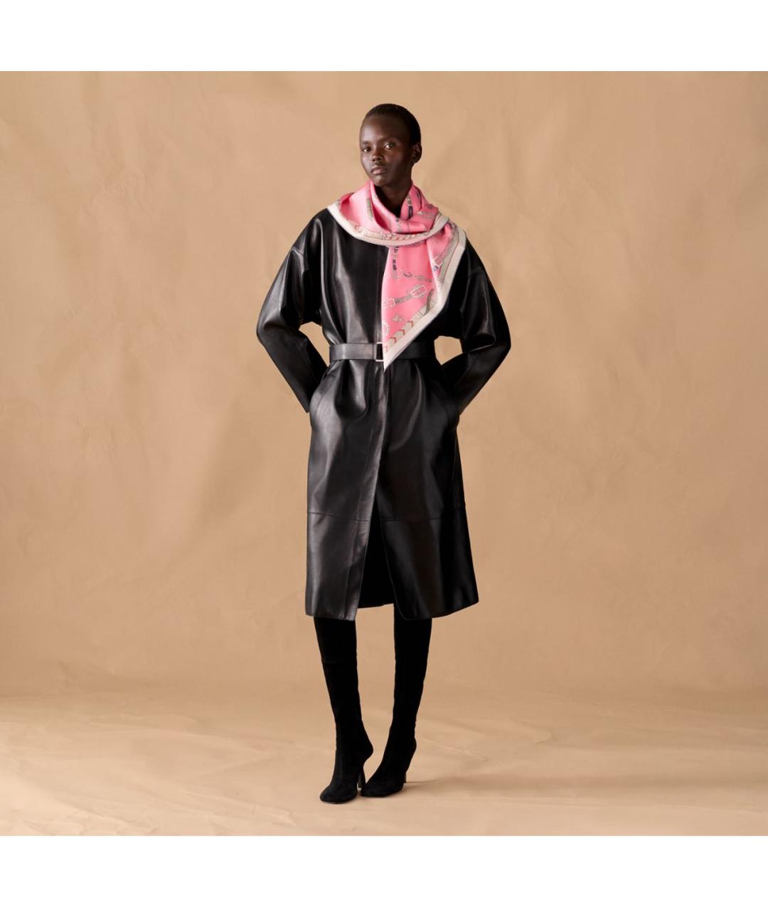 HERMES Розовый шелковый платок, фото 3