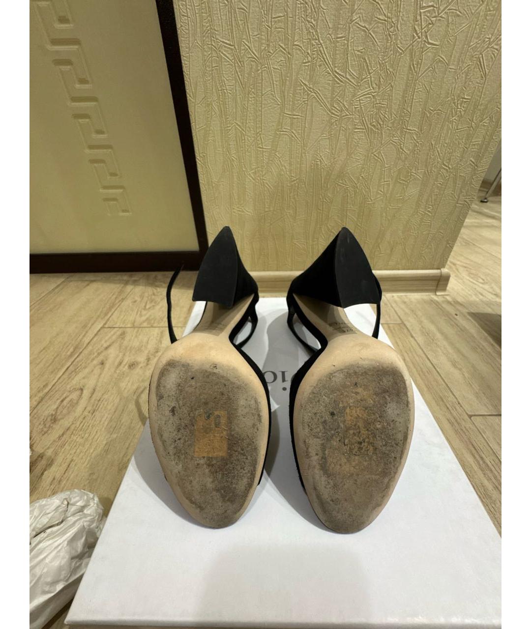 CHRISTIAN DIOR Черные замшевые босоножки, фото 3