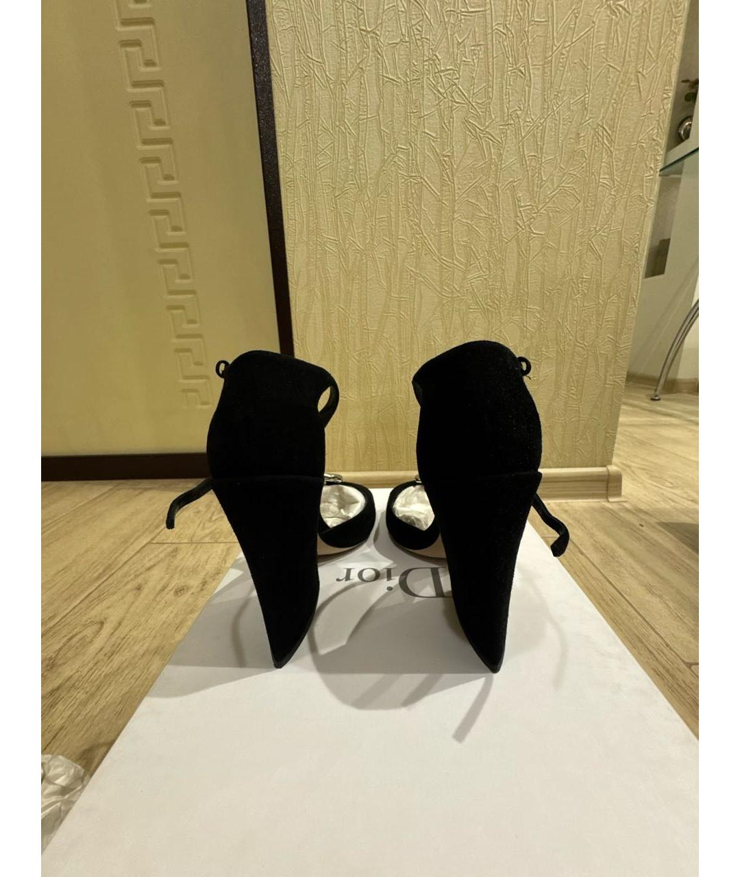CHRISTIAN DIOR Черные замшевые босоножки, фото 4
