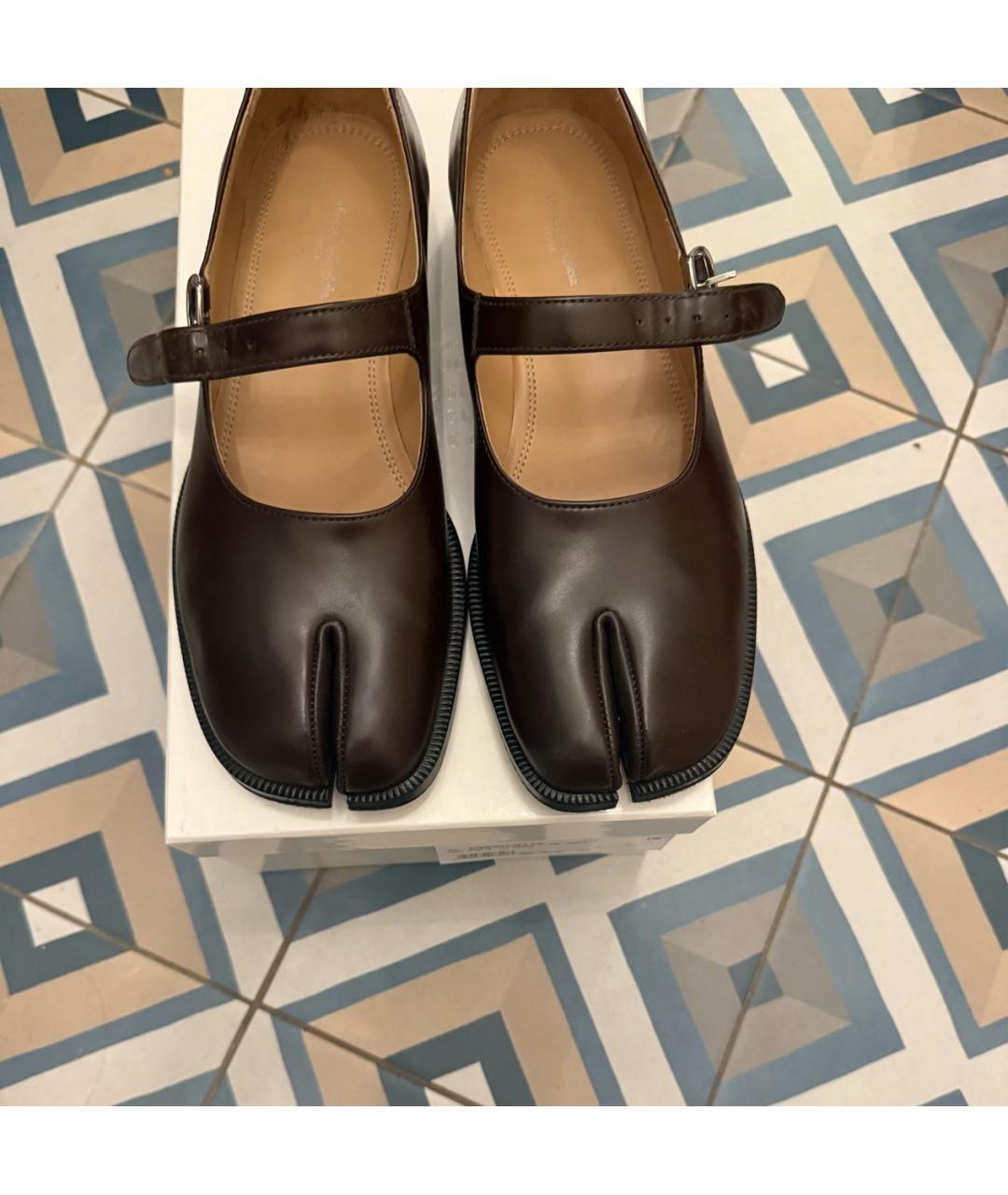 MAISON MARGIELA Бордовые кожаные туфли, фото 2