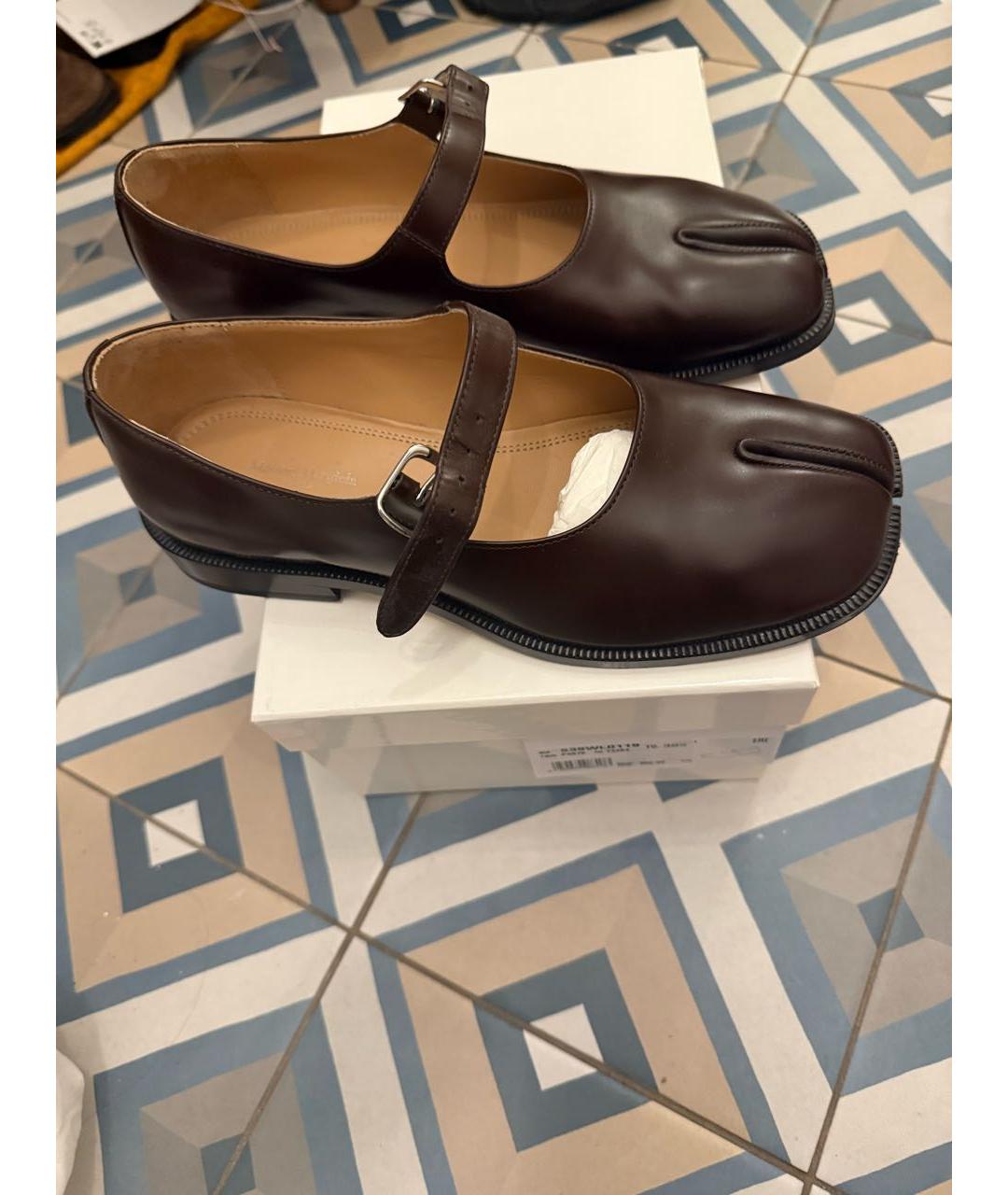 MAISON MARGIELA Бордовые кожаные туфли, фото 5