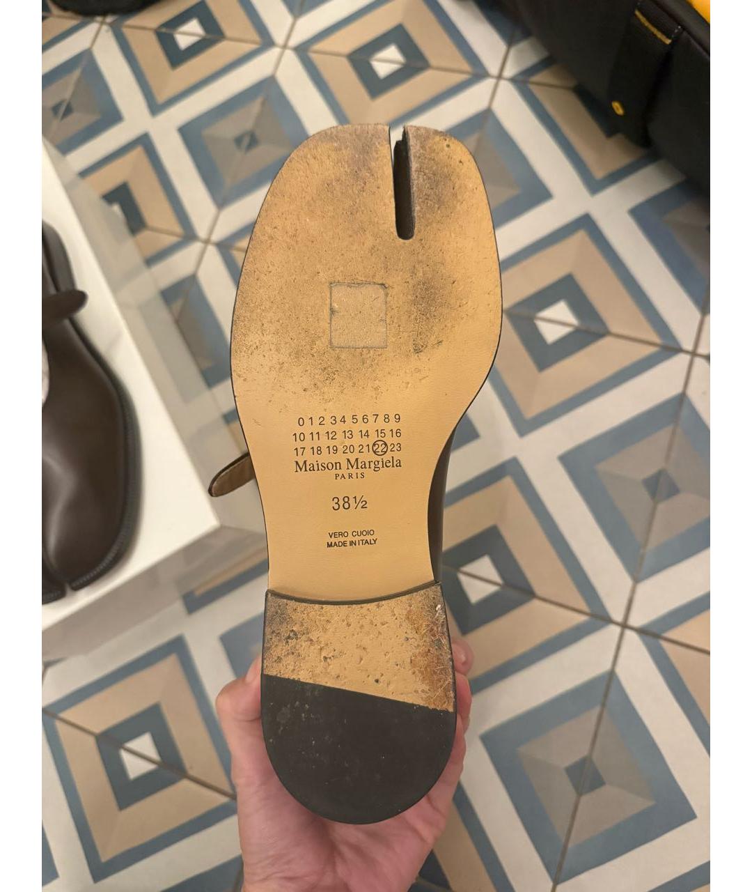 MAISON MARGIELA Бордовые кожаные туфли, фото 4