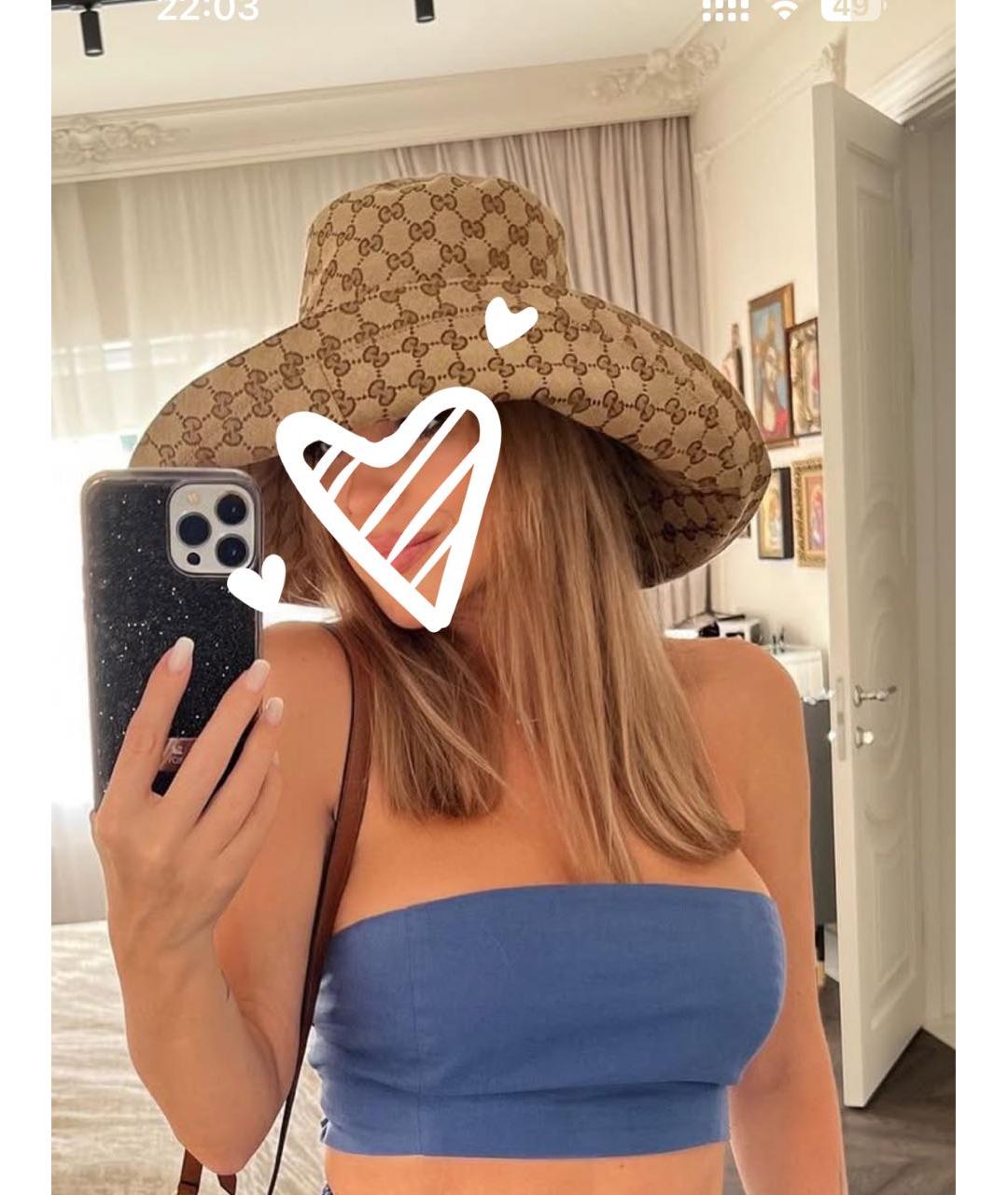 GUCCI Коричневая хлопковая панама, фото 5