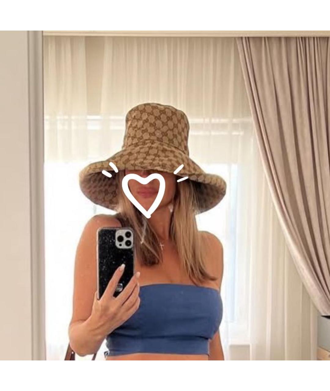 GUCCI Коричневая хлопковая панама, фото 6