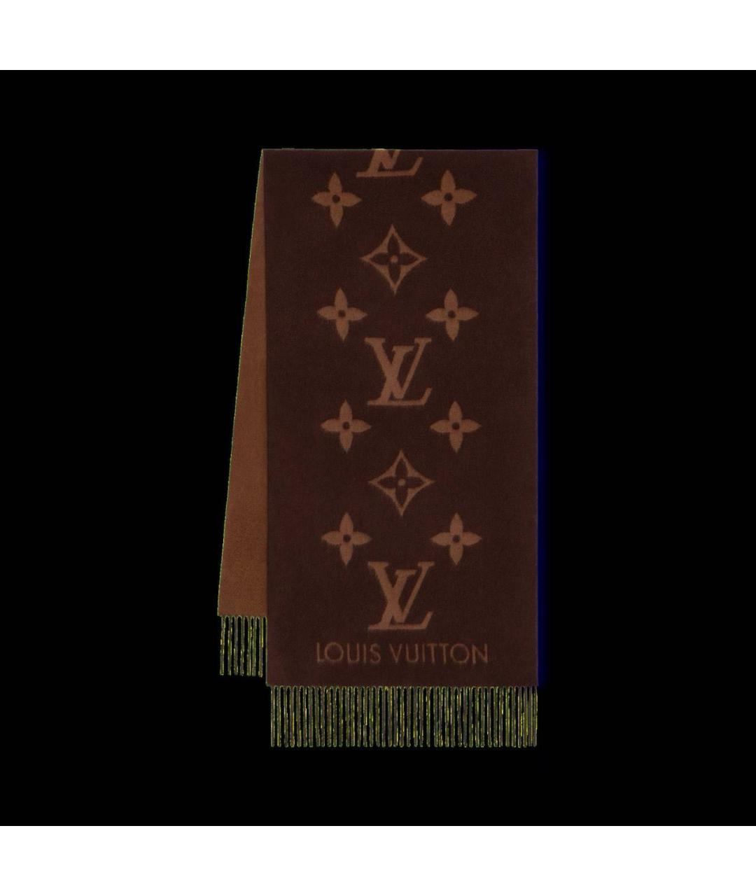 LOUIS VUITTON Коричневый кашемировый шарф, фото 4