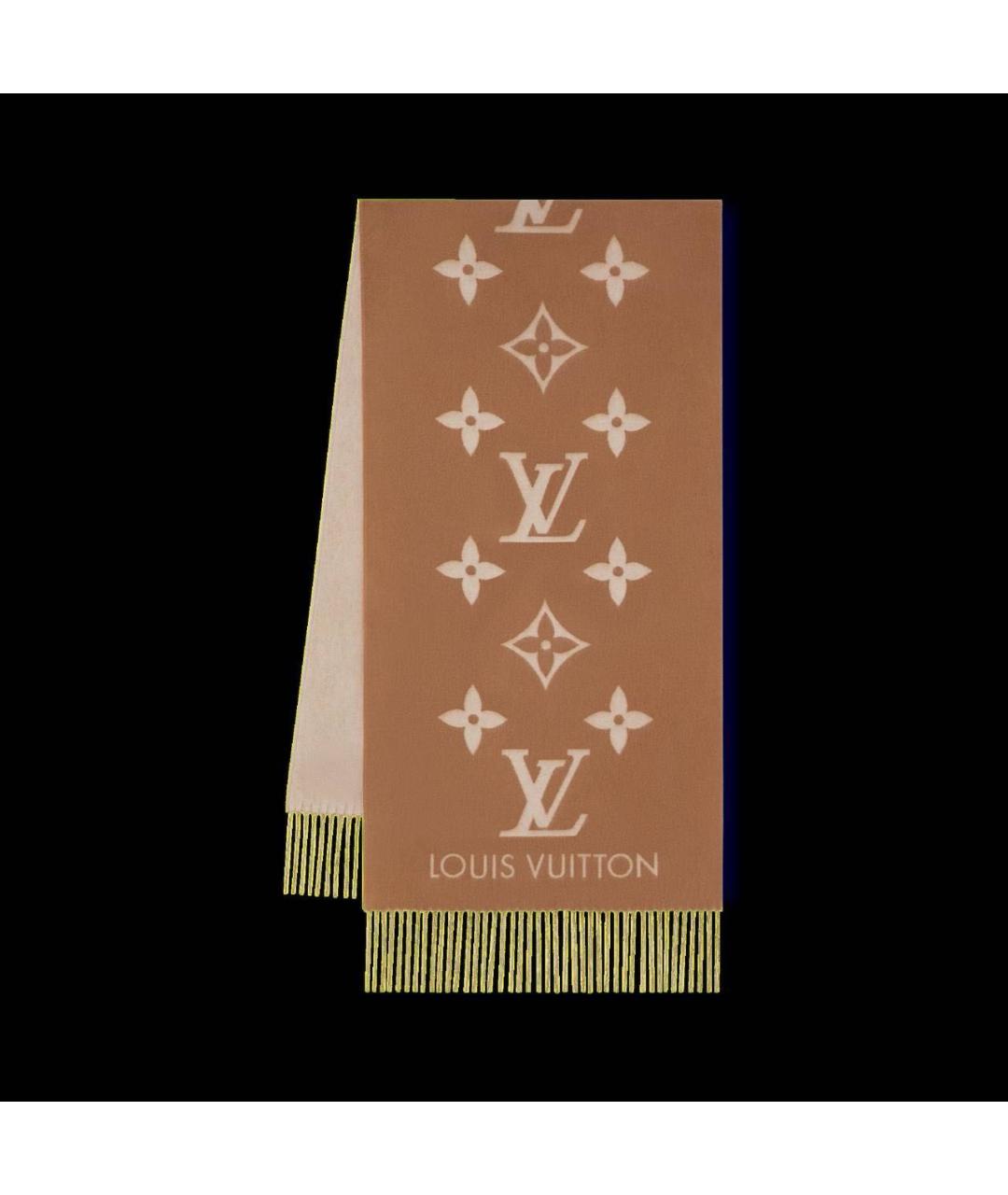 LOUIS VUITTON Коричневый кашемировый шарф, фото 5