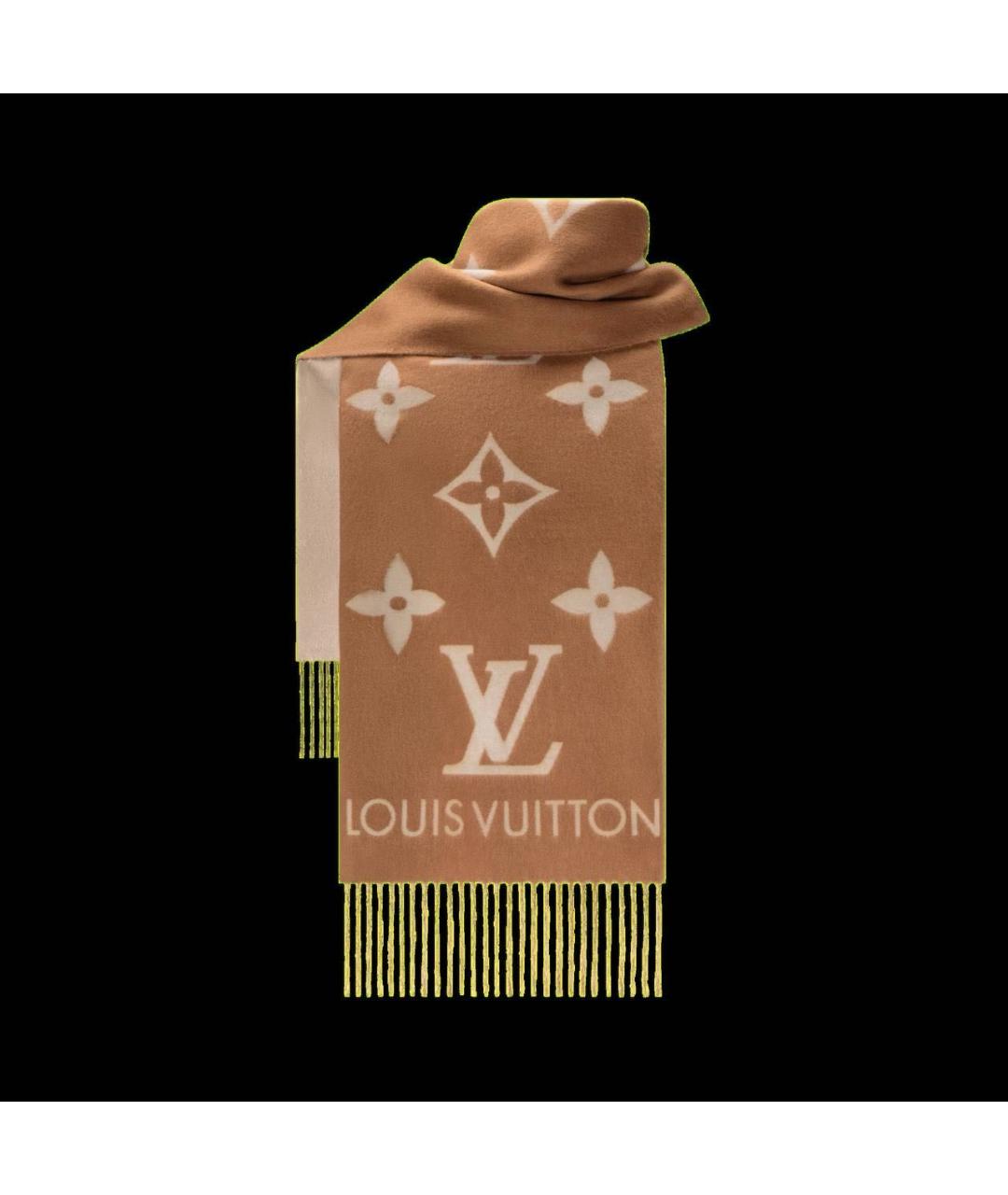 LOUIS VUITTON Коричневый кашемировый шарф, фото 2