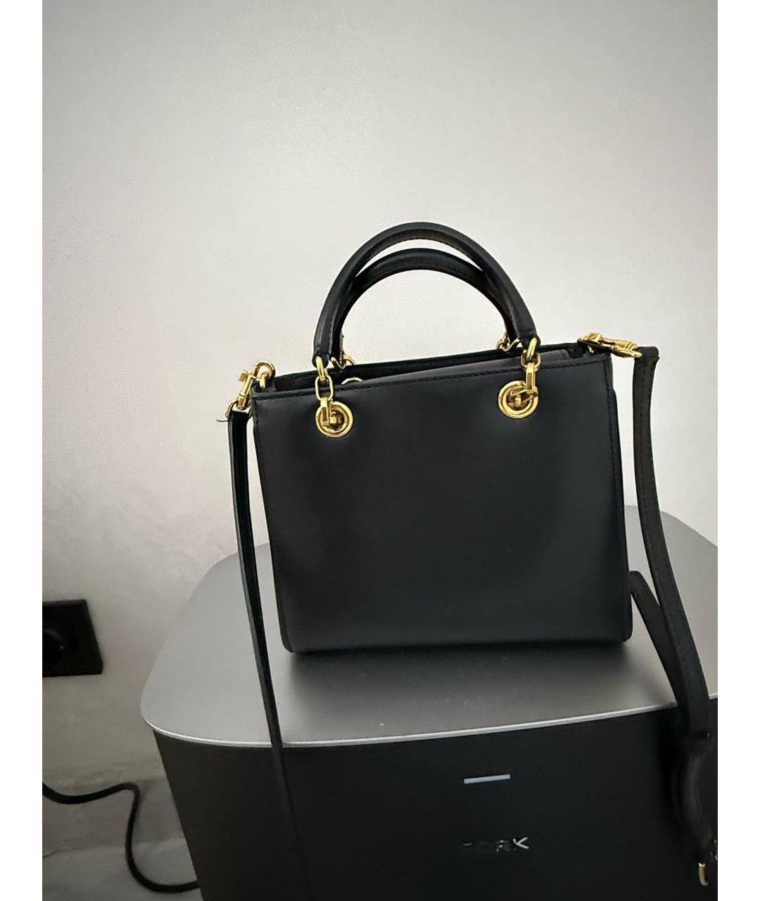 DOLCE&GABBANA Черная кожаная сумка с короткими ручками, фото 3