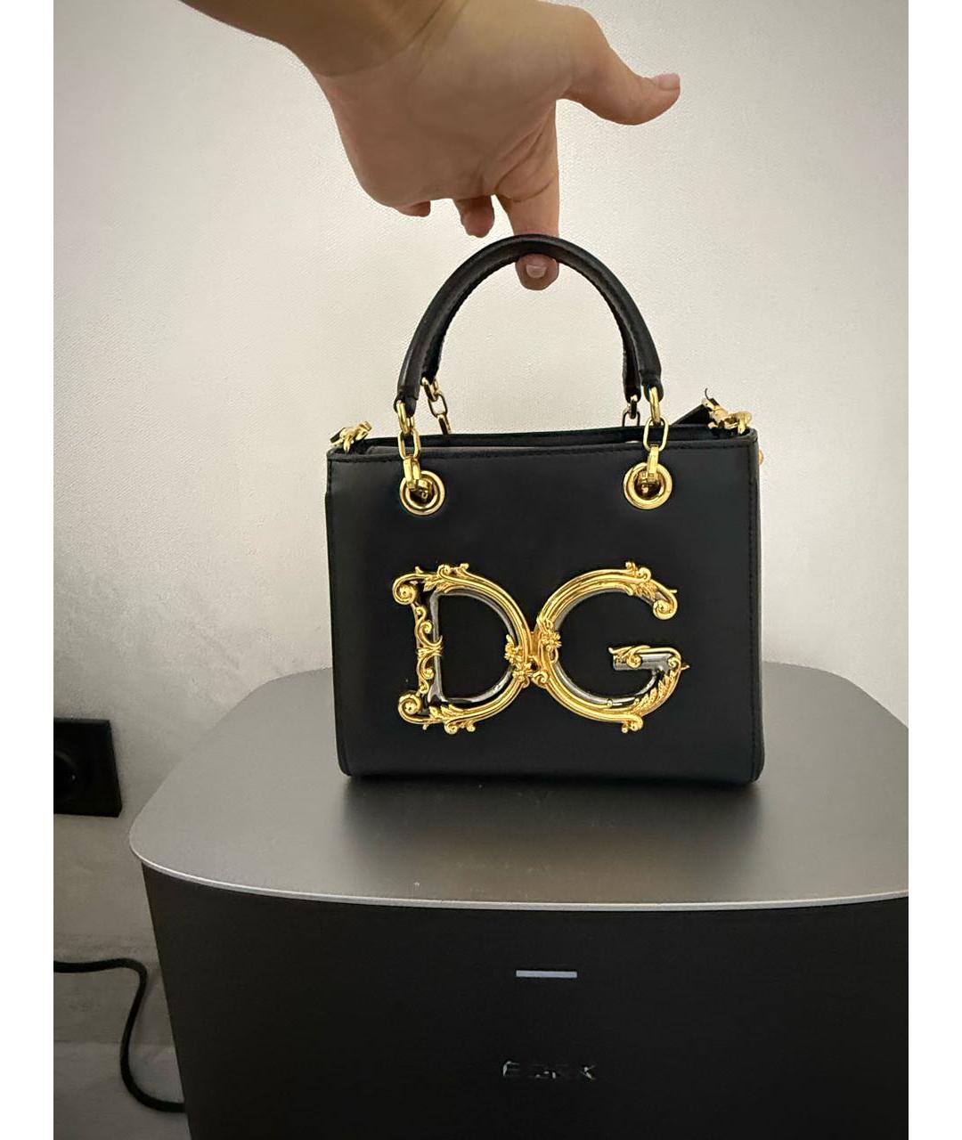 DOLCE&GABBANA Черная кожаная сумка с короткими ручками, фото 7