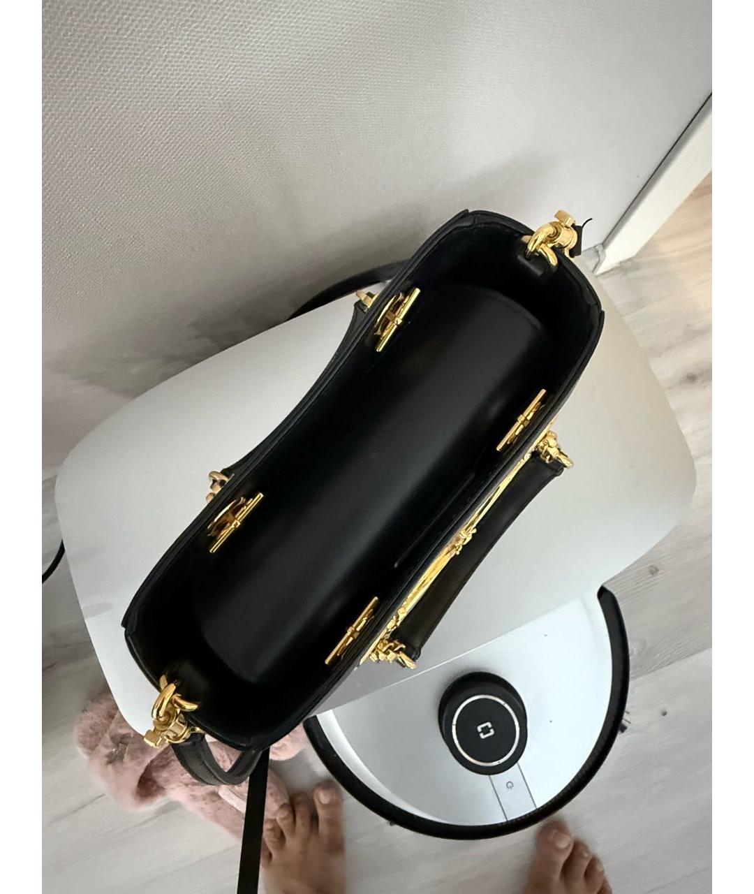 DOLCE&GABBANA Черная кожаная сумка с короткими ручками, фото 6