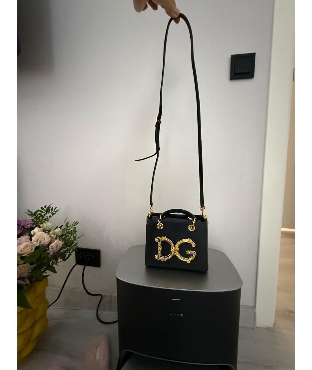 DOLCE&GABBANA Черная кожаная сумка с короткими ручками, фото 2