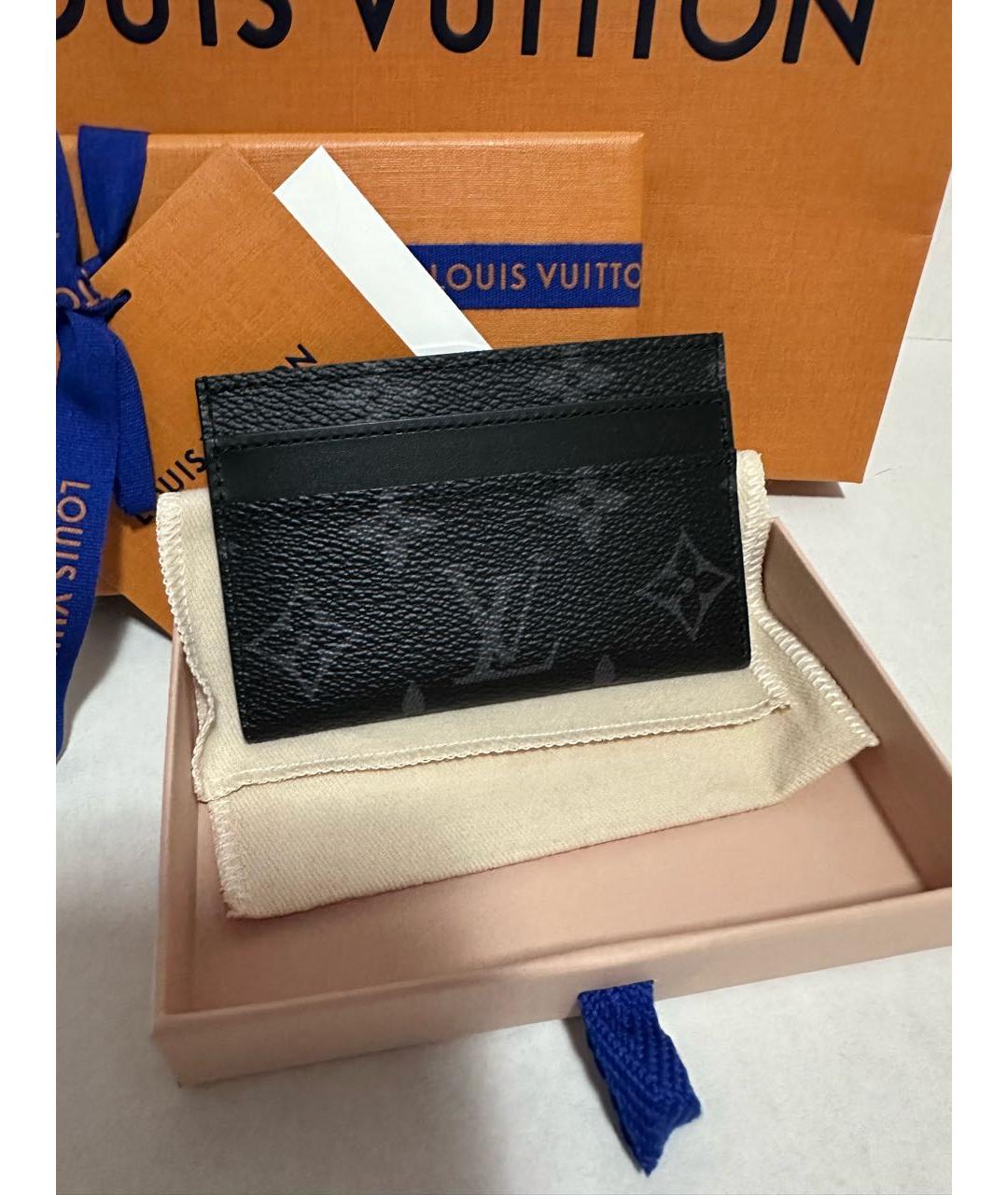 LOUIS VUITTON Черный кожаный кардхолдер, фото 6