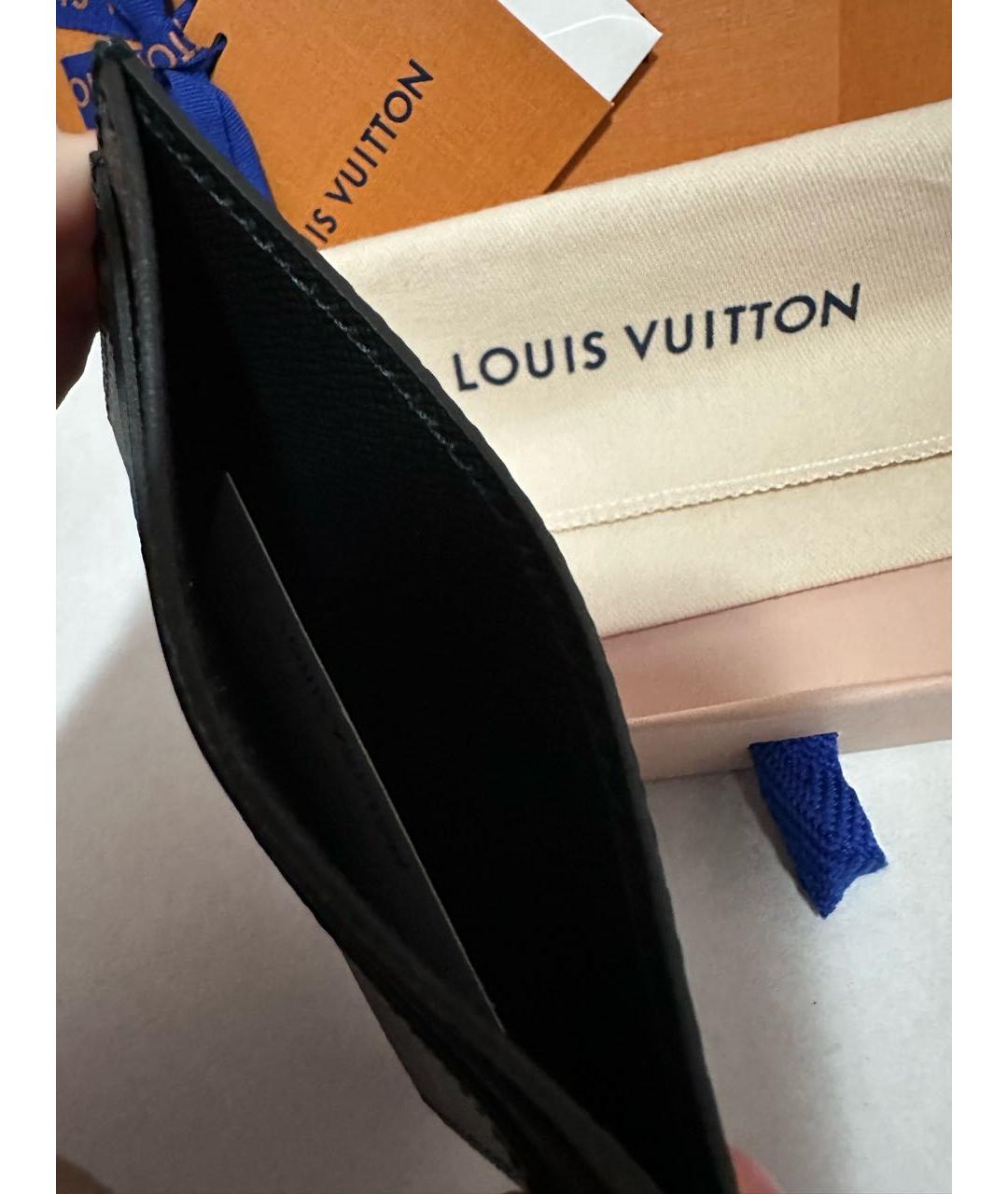 LOUIS VUITTON Черный кожаный кардхолдер, фото 4