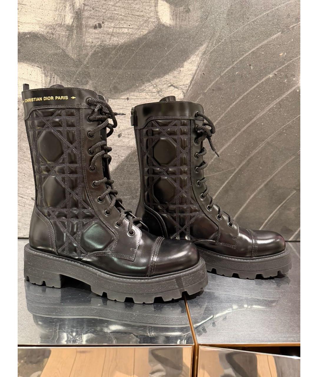 CHRISTIAN DIOR Черные кожаные ботинки, фото 2