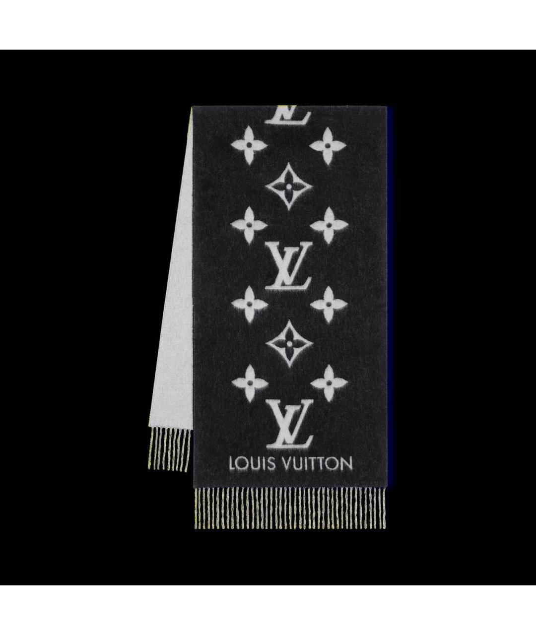 LOUIS VUITTON Черный кашемировый шарф, фото 4