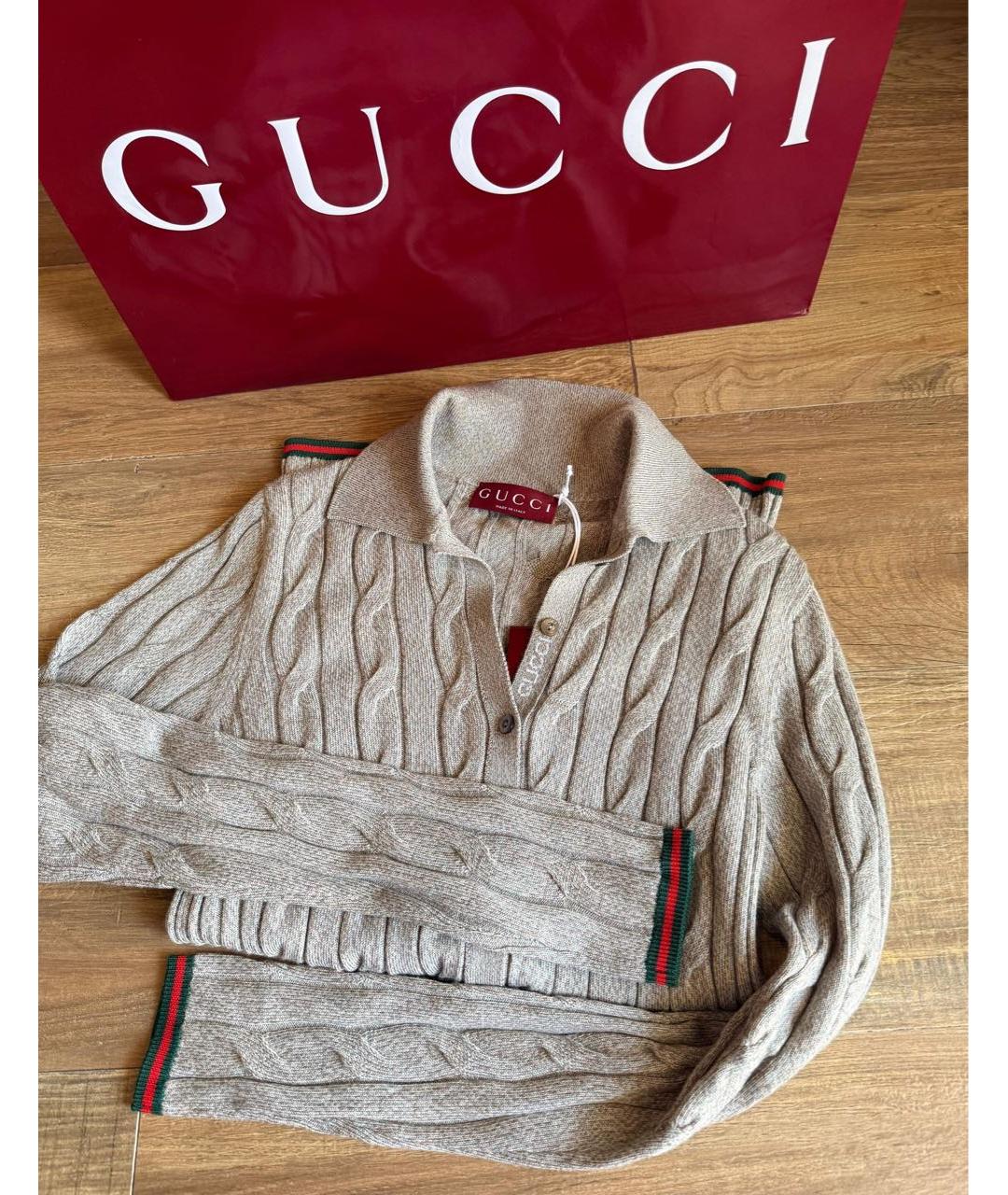 GUCCI Серый шерстяной джемпер / свитер, фото 3