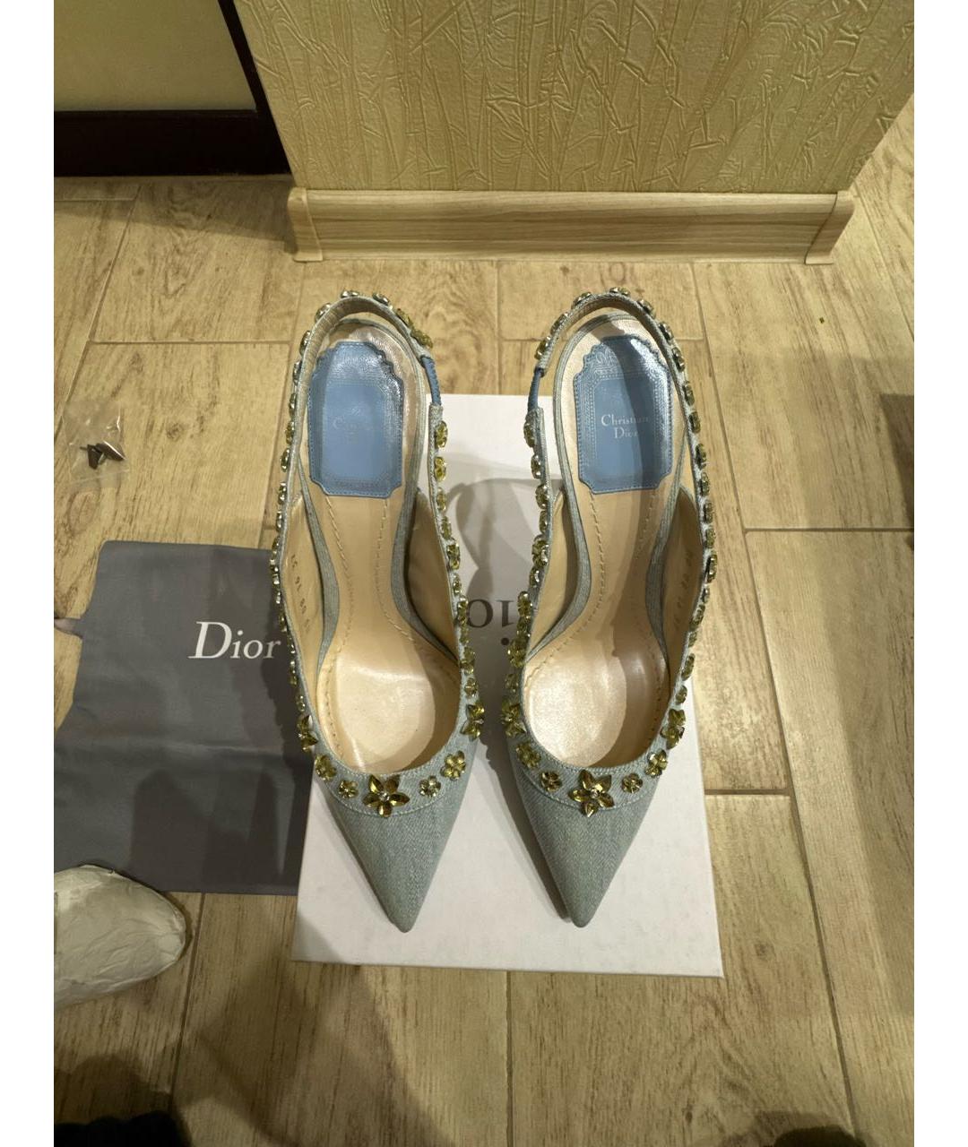 CHRISTIAN DIOR Голубые текстильные туфли, фото 2