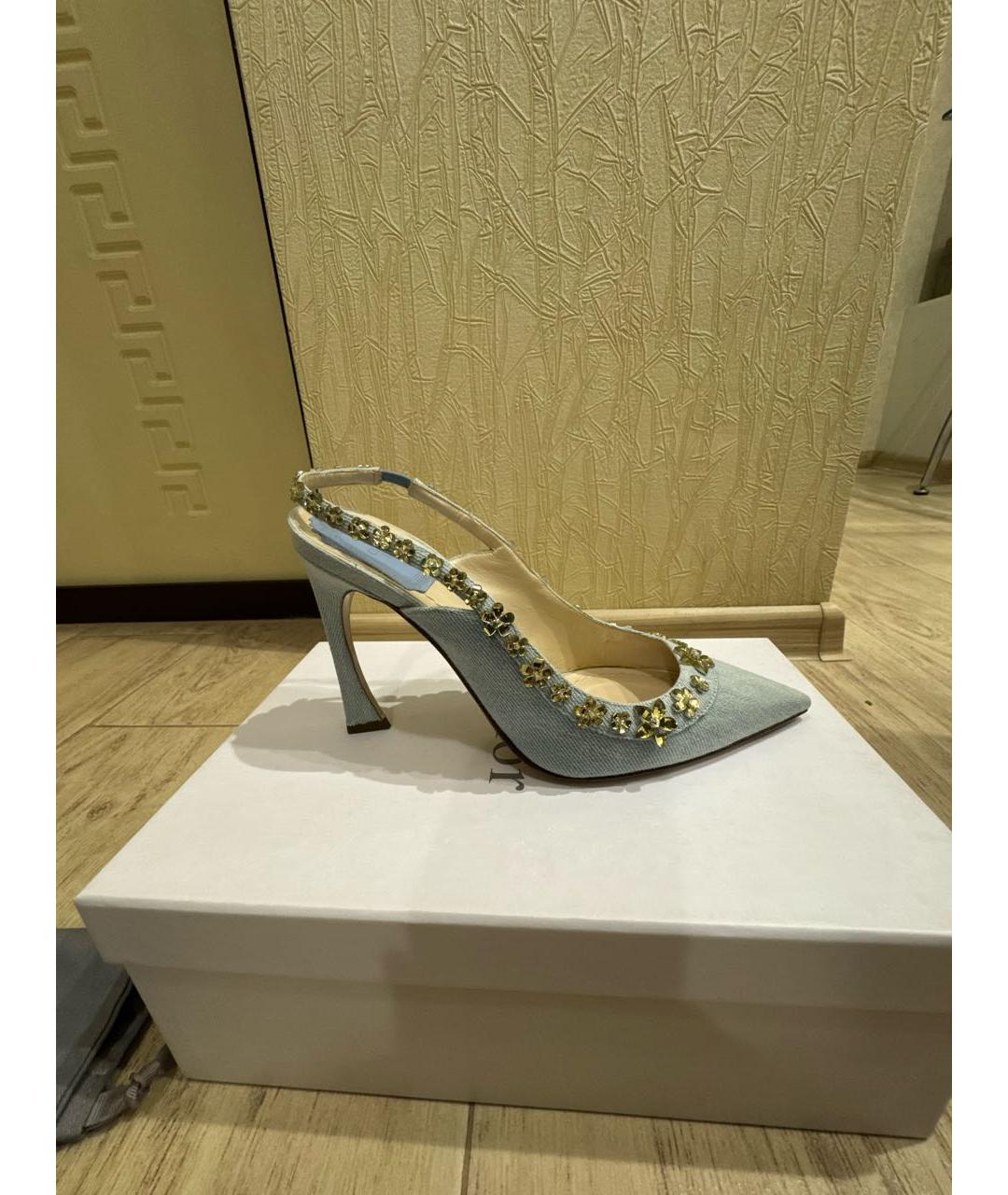 CHRISTIAN DIOR Голубые текстильные туфли, фото 6