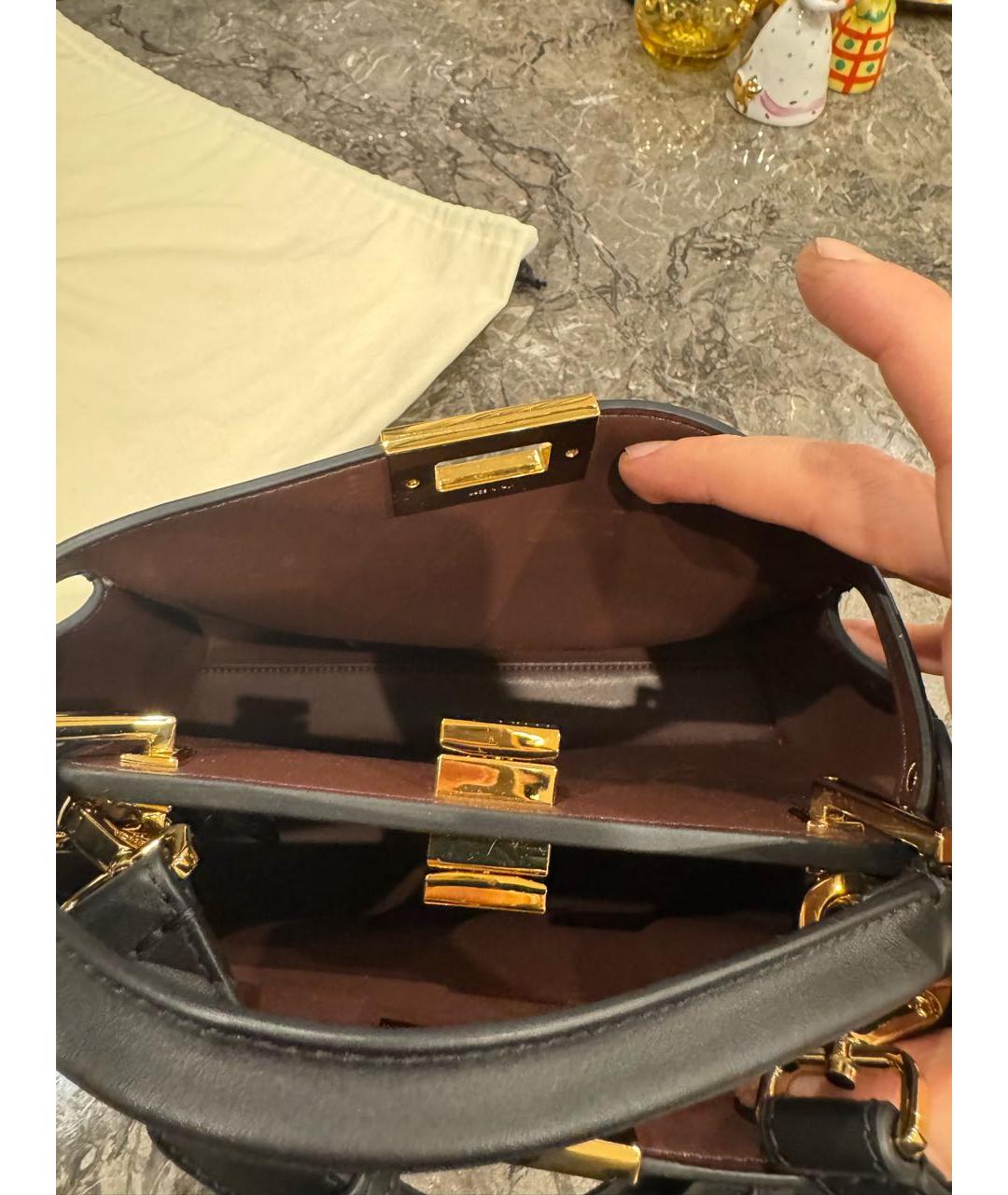 FENDI Черная кожаная сумка с короткими ручками, фото 6