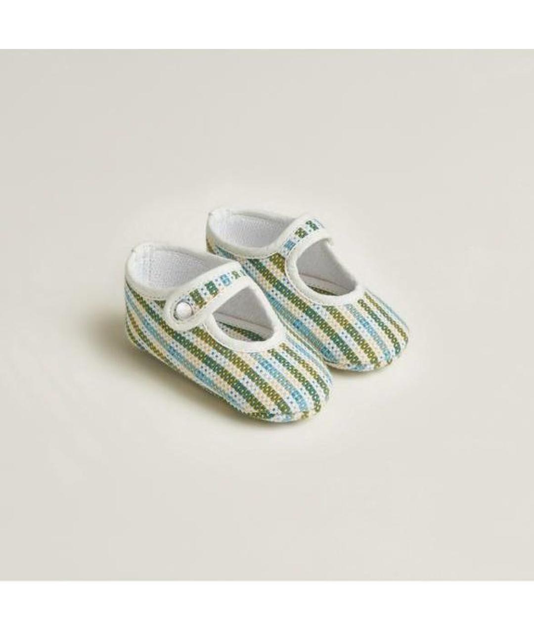 HERMES Зеленые текстильные пинетки, фото 3