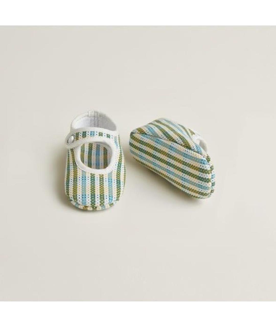 HERMES Зеленые текстильные пинетки, фото 2