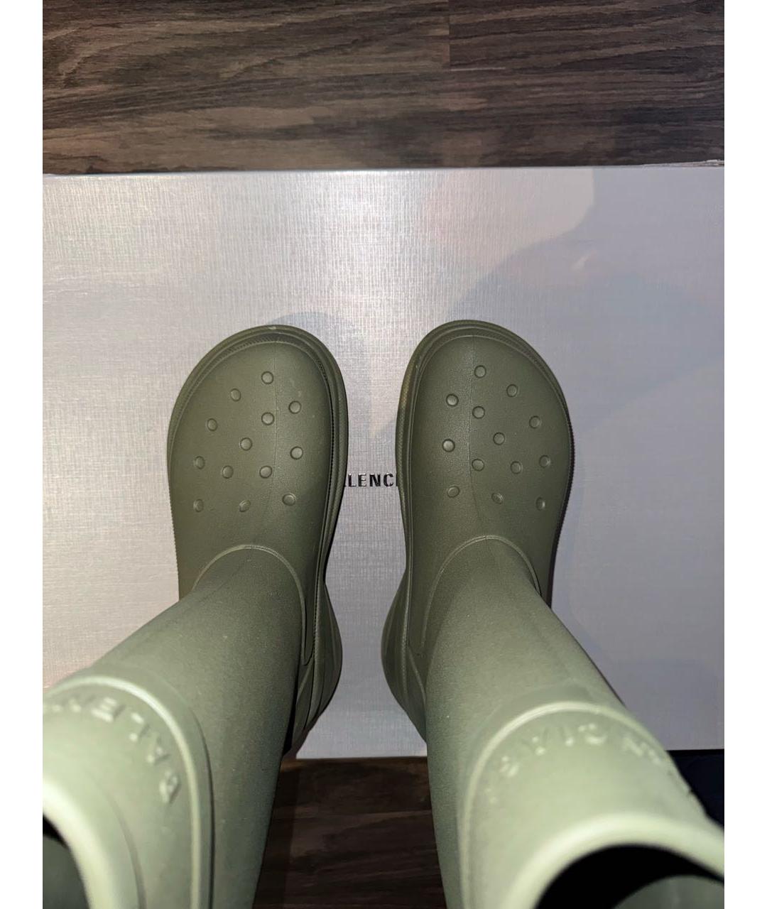 BALENCIAGA Зеленые резиновые высокие ботинки, фото 3