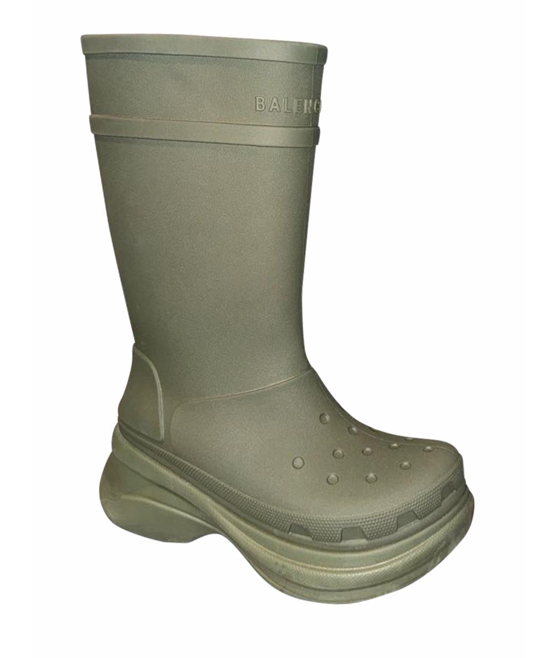 BALENCIAGA Зеленые резиновые высокие ботинки, фото 1