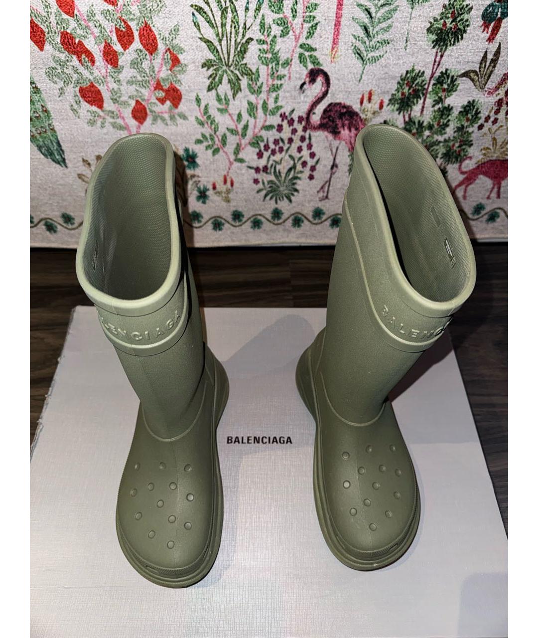 BALENCIAGA Зеленые резиновые высокие ботинки, фото 2